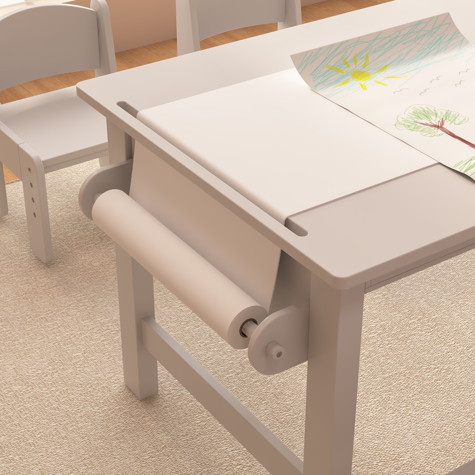 Adjustable Kids Table & 4 Chairs Set with Storage | Toddler Activity Desk for Playroom