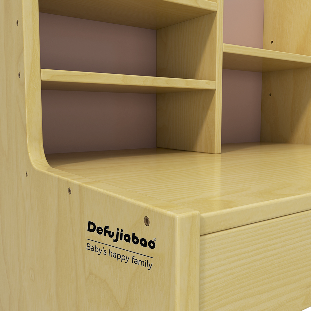 Adjustable Kids Desk and Chair Set with Storage Shelves | Wooden Toddler Study Table