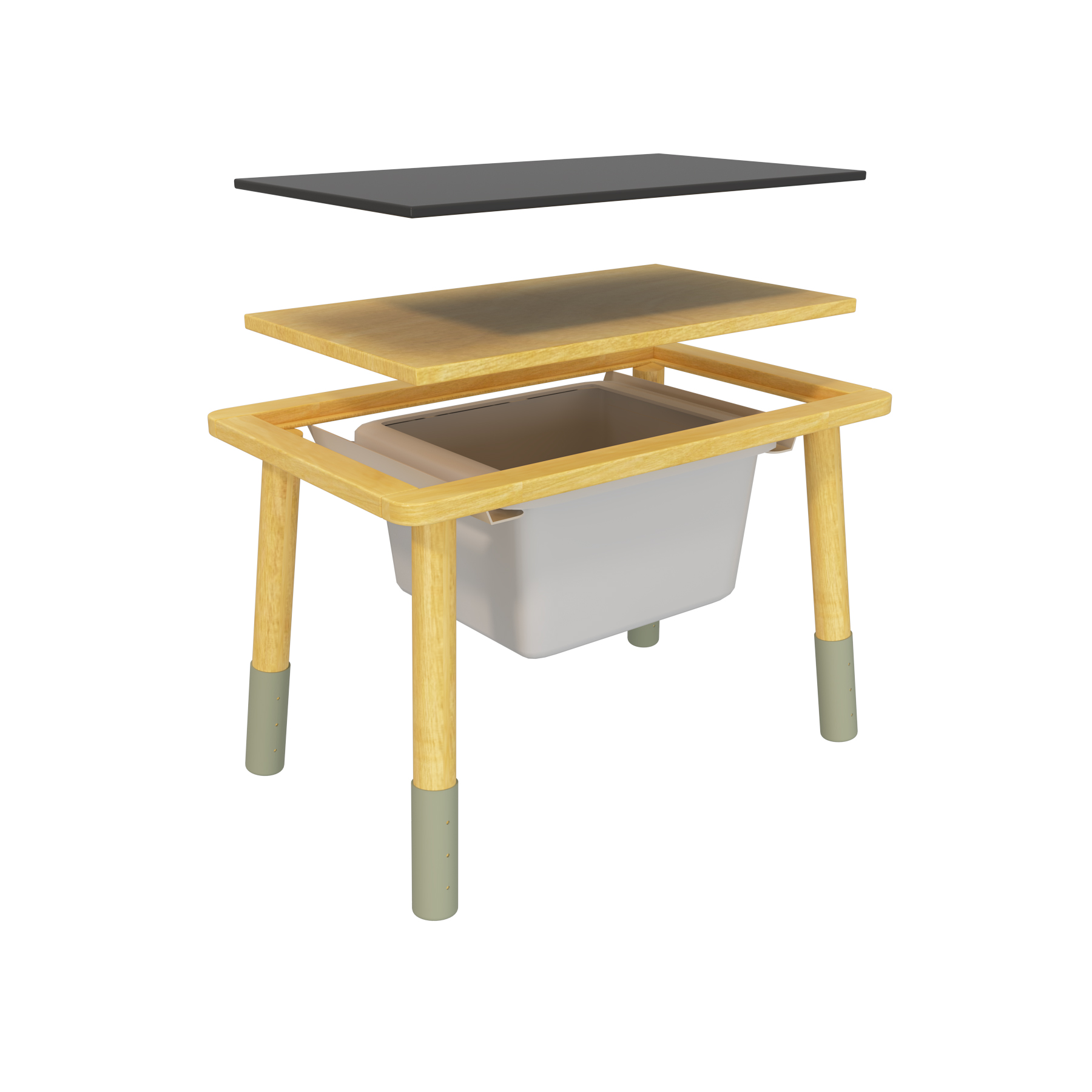 Adjustable Height Kids Table with Storage Bin | Wooden Toddler Activity Desk for Playroom