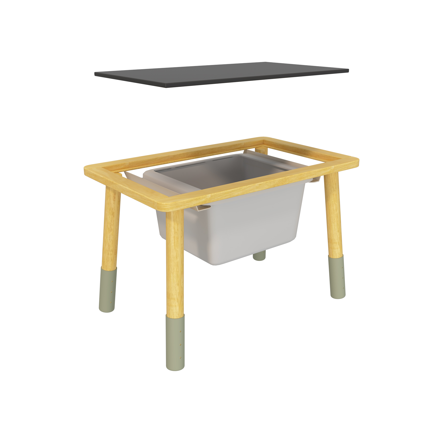 Adjustable Height Kids Table with Storage Bin | Wooden Toddler Activity Desk for Playroom