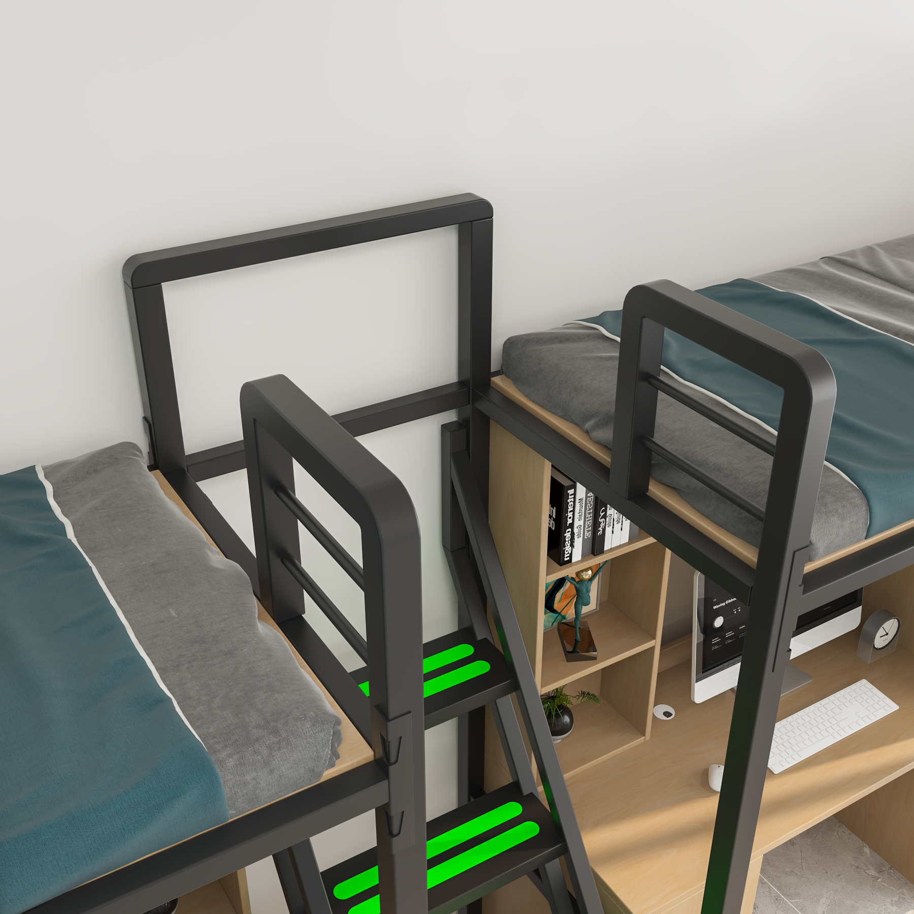 Dorm Loft Bed with Desk and Wardrobe | Bunk Bed with Storage for College Students