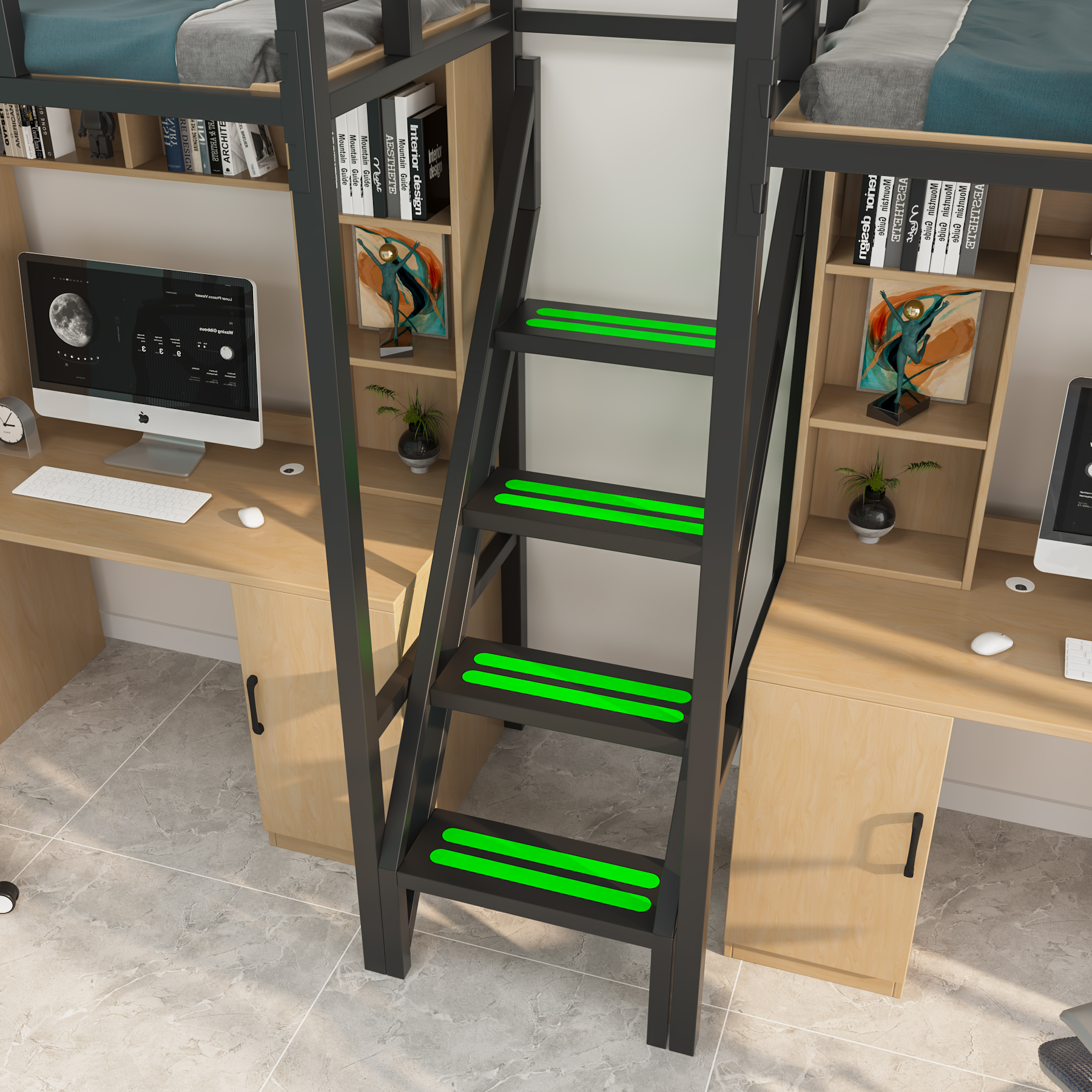 Dorm Loft Bed with Desk and Wardrobe | Bunk Bed with Storage for College Students