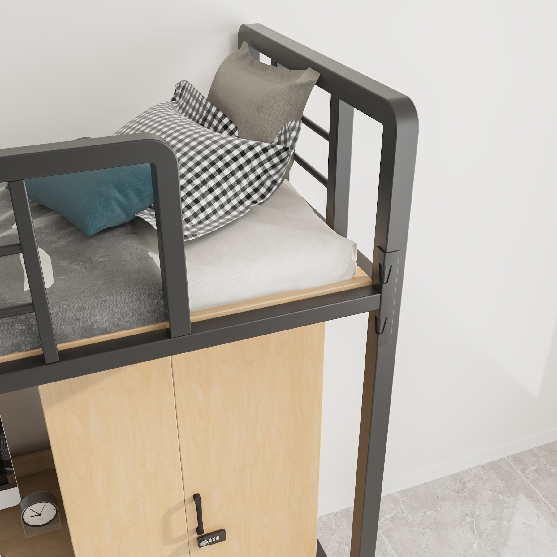 Dorm Loft Bed with Desk and Wardrobe | Bunk Bed with Storage for College Students