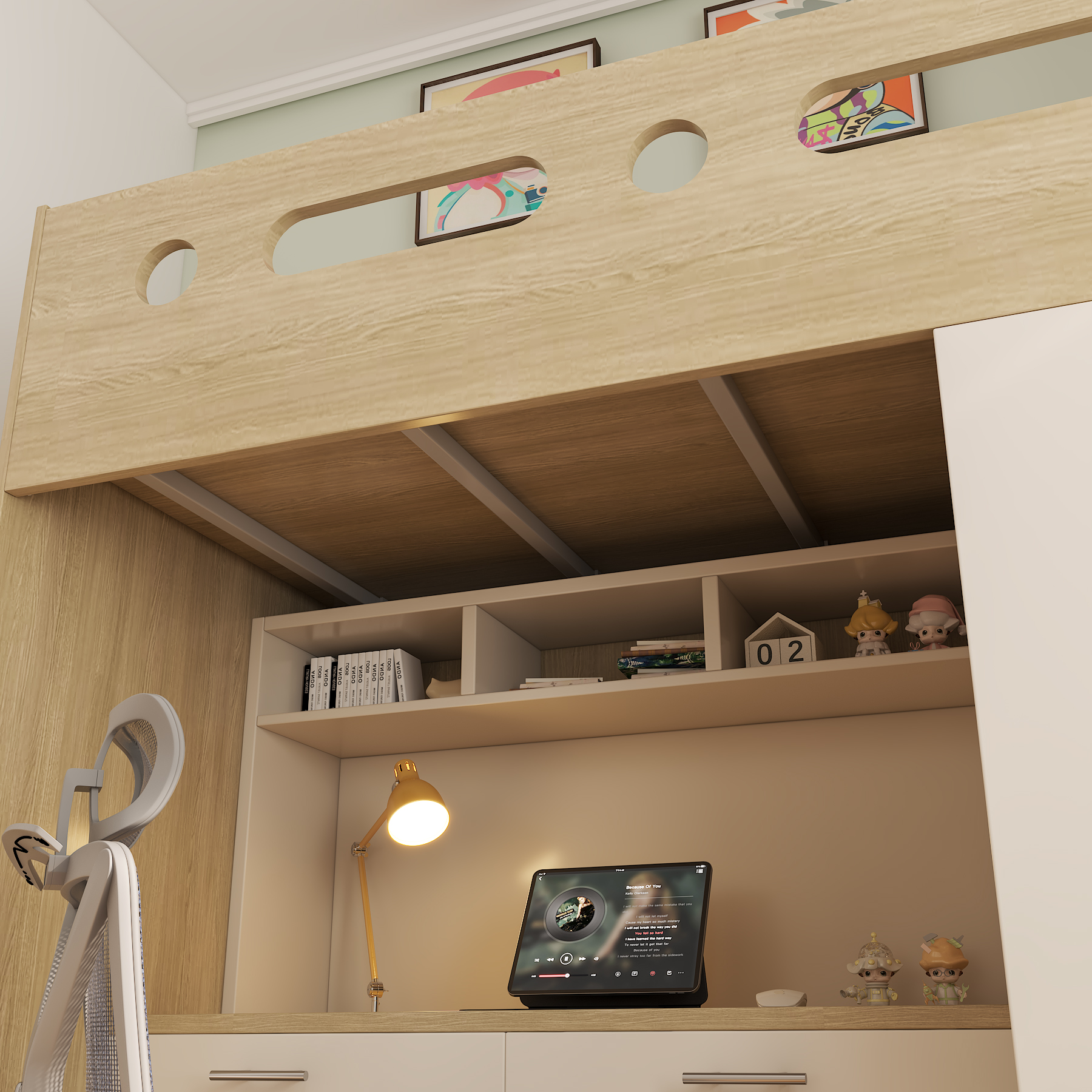 Wooden Loft Bed with Desk Wardrobe & Storage Stairs | All-In-One Kids Bed