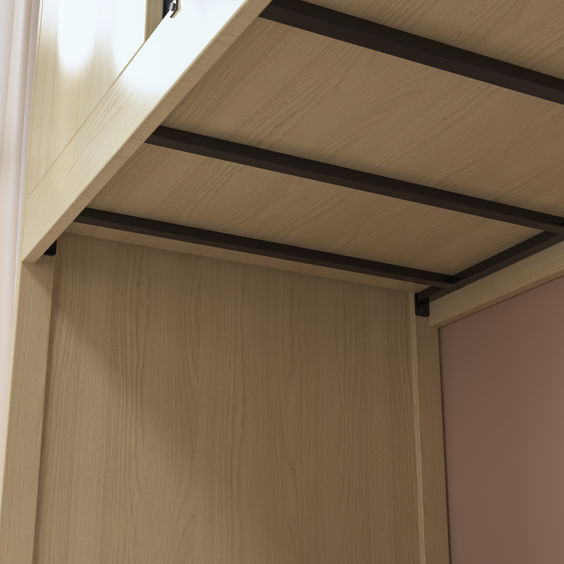 Wooden Bunk Bed with Privacy Curtain & Ladder | Space-Saving Twin Bed for Dorms