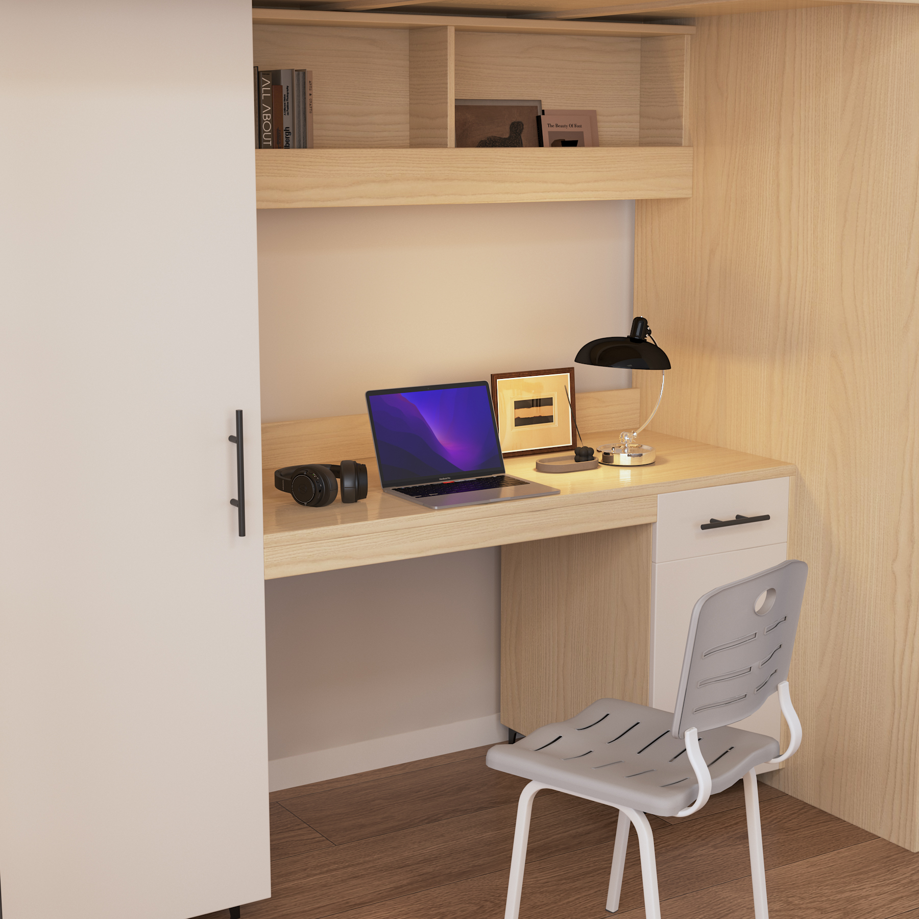 Double Loft Bed with Desks & Wardrobes | All-In-One Dorm Bed for Two Students