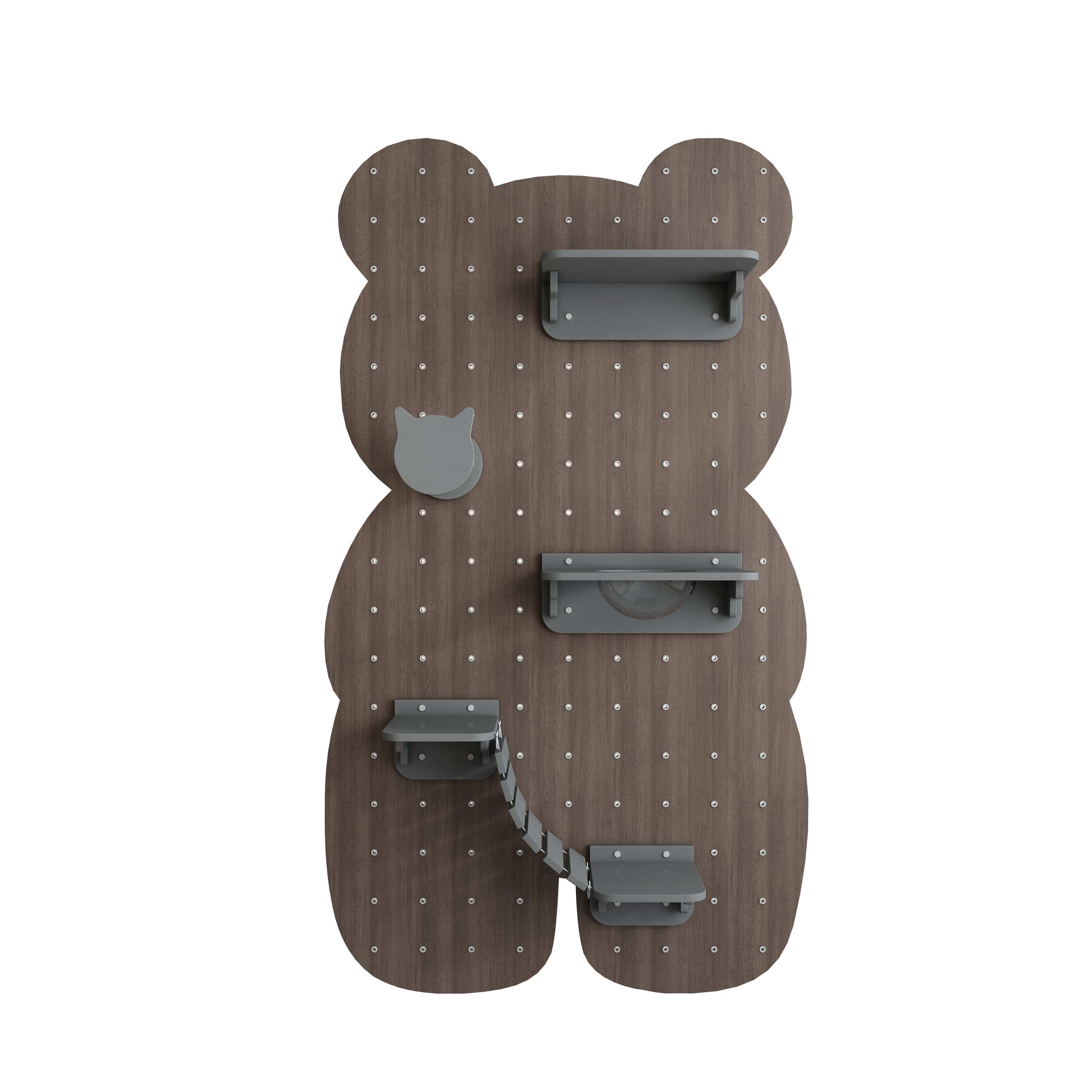 Bear-Shaped Modular Cat Wall Shelf | Customizable Cat Climbing Wall with Bridge