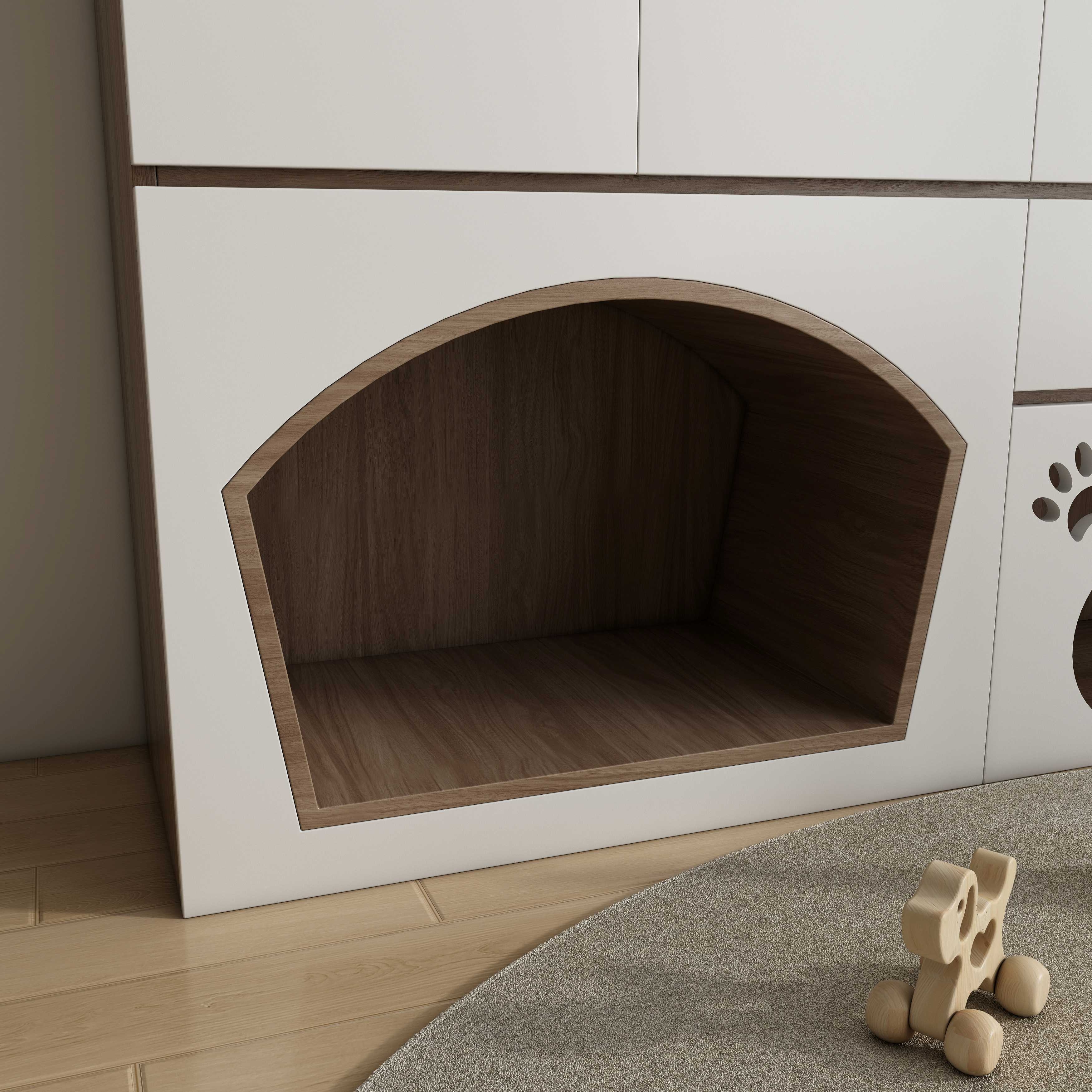 Cat Litter Box Enclosure Cabinet | Hidden Cat House with Paw Print Cutouts