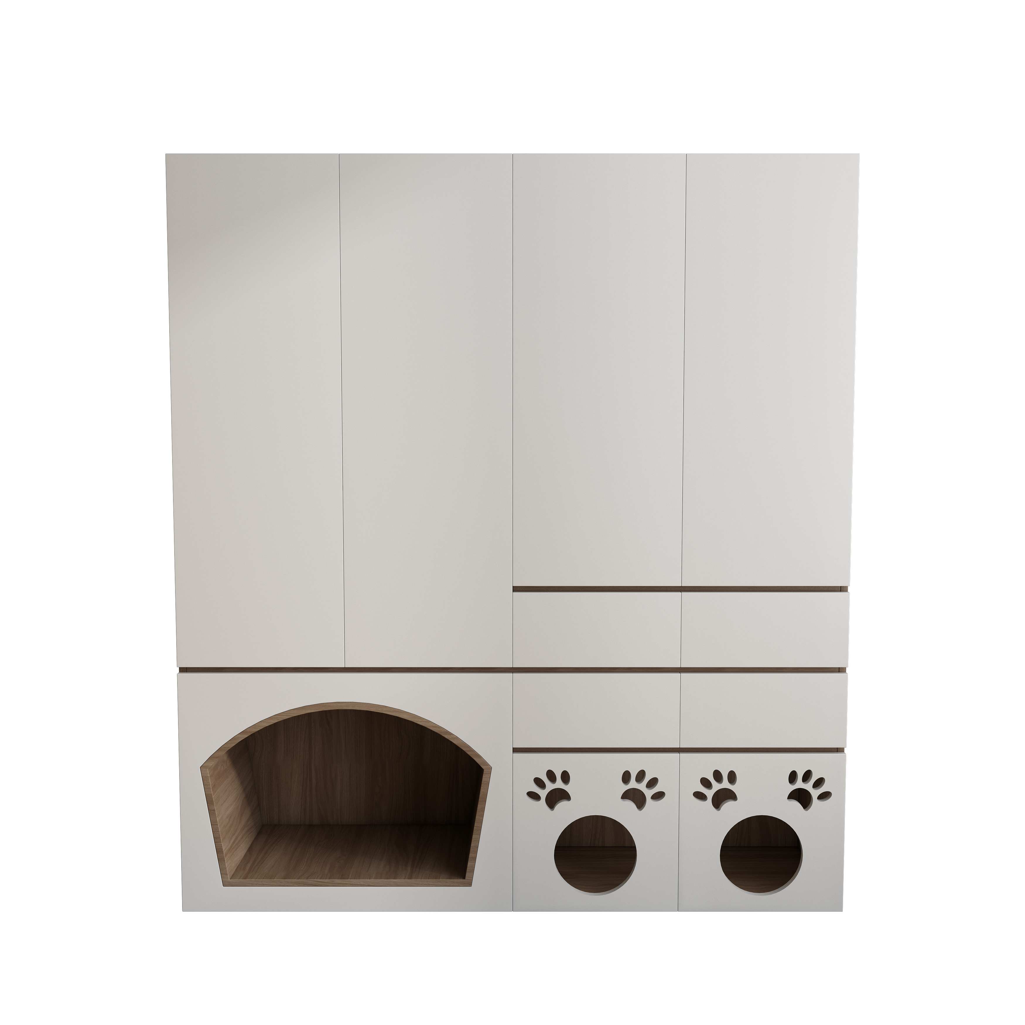 Cat Litter Box Enclosure Cabinet | Hidden Cat House with Paw Print Cutouts