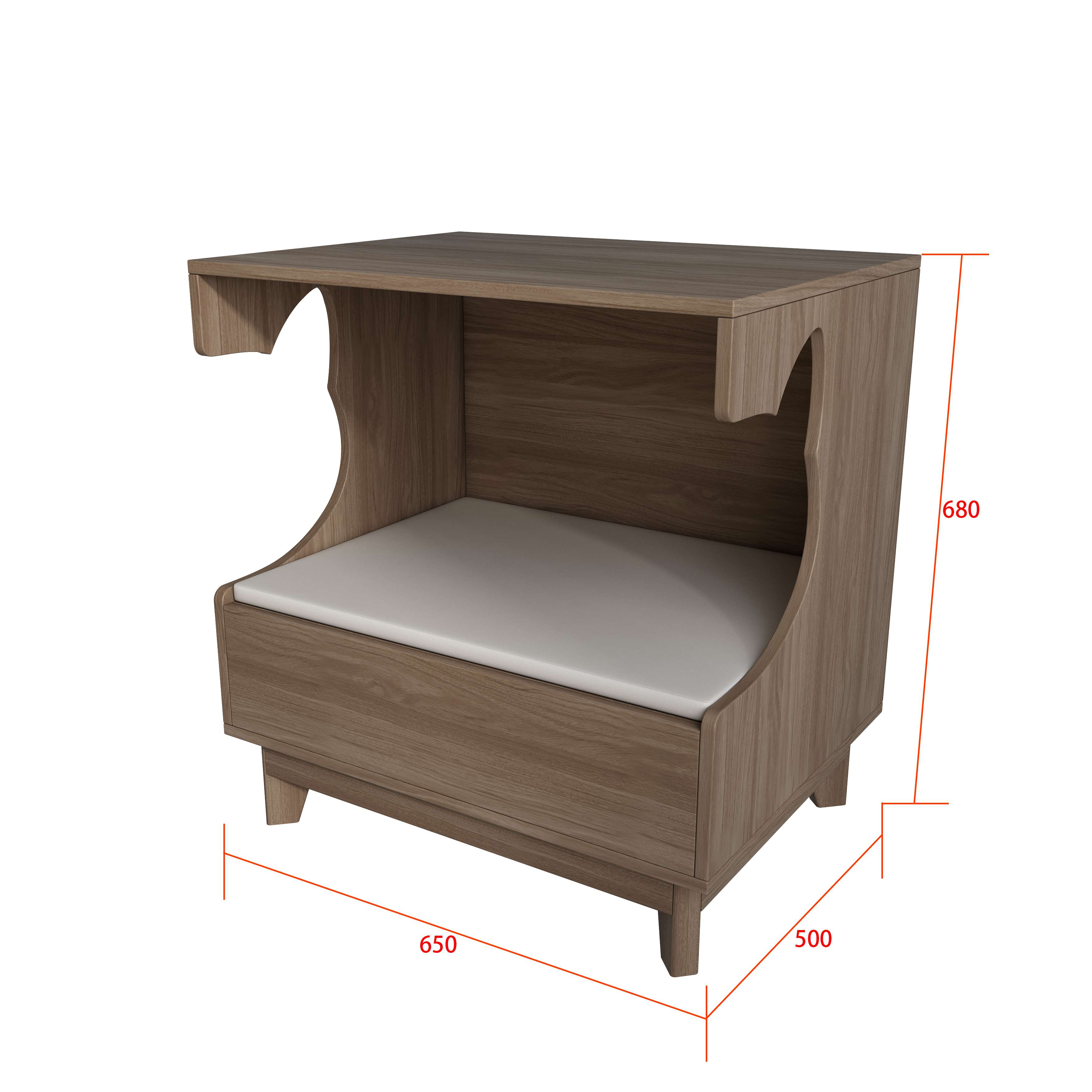 Wooden Cat Bed with Drawer & Cushion - Multi-Use Cat Nightstand