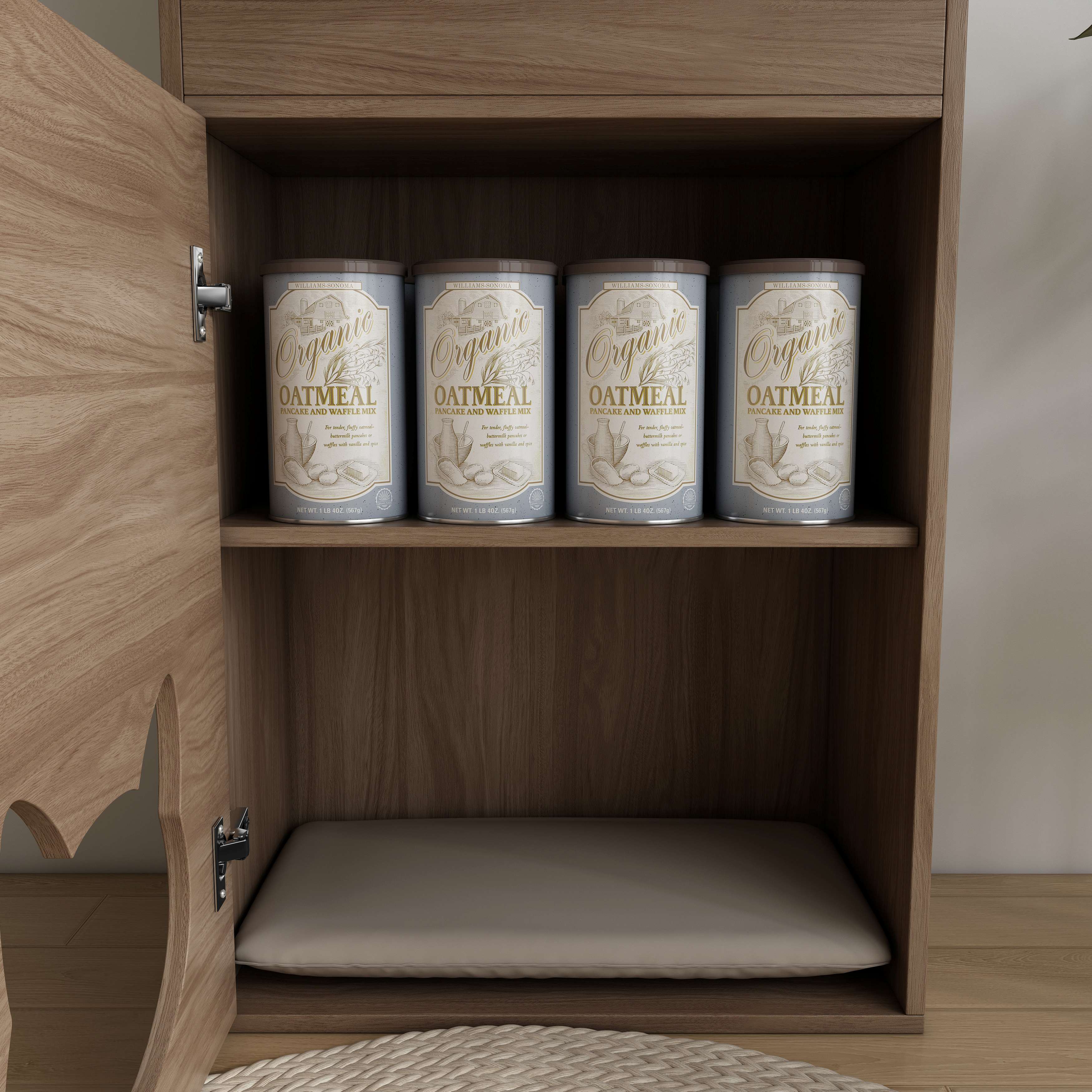 Tall Wooden Cat‑Friendly Storage Cabinet with Large Drawers & Built‑In Cat Nook