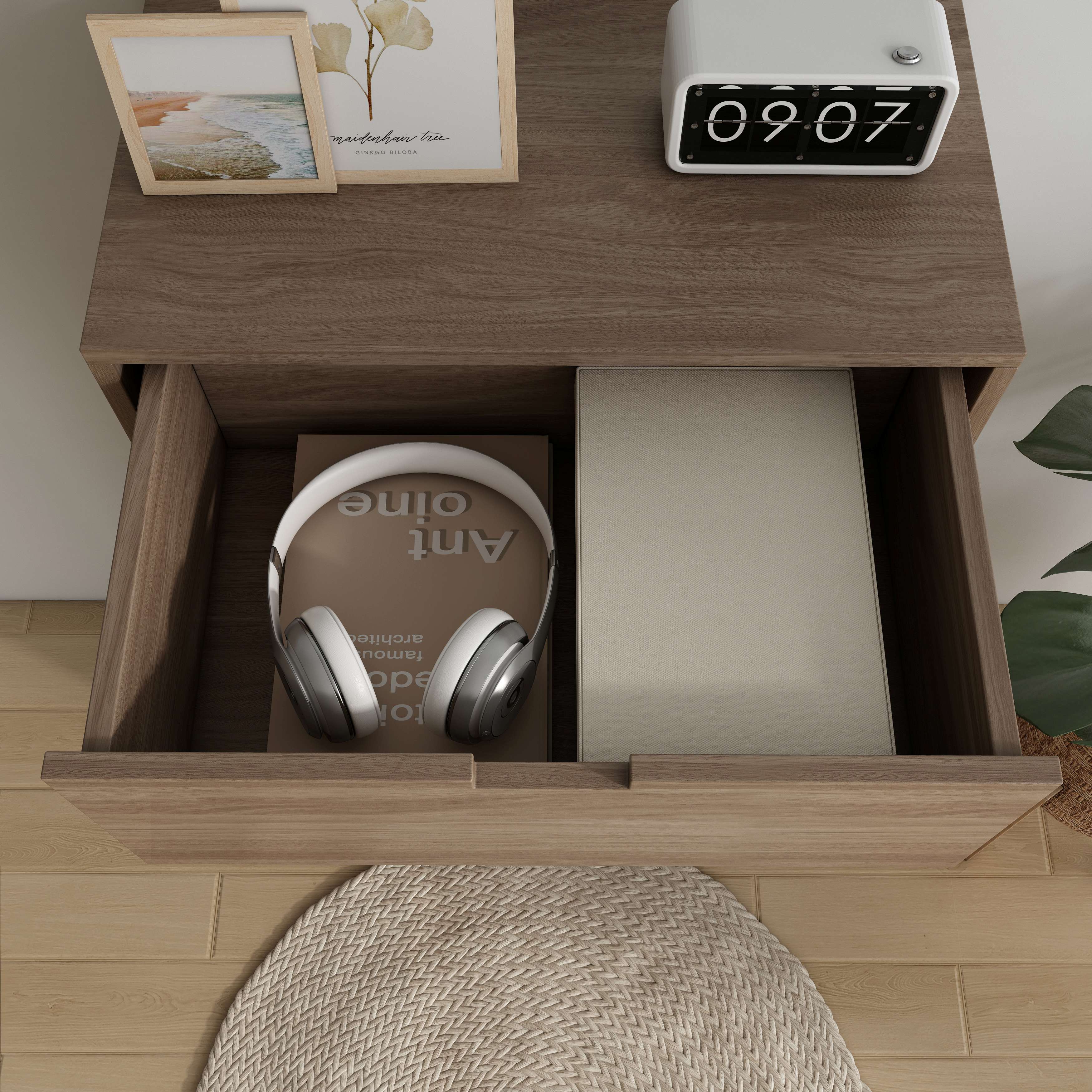 Tall Wooden Cat‑Friendly Storage Cabinet with Large Drawers & Built‑In Cat Nook