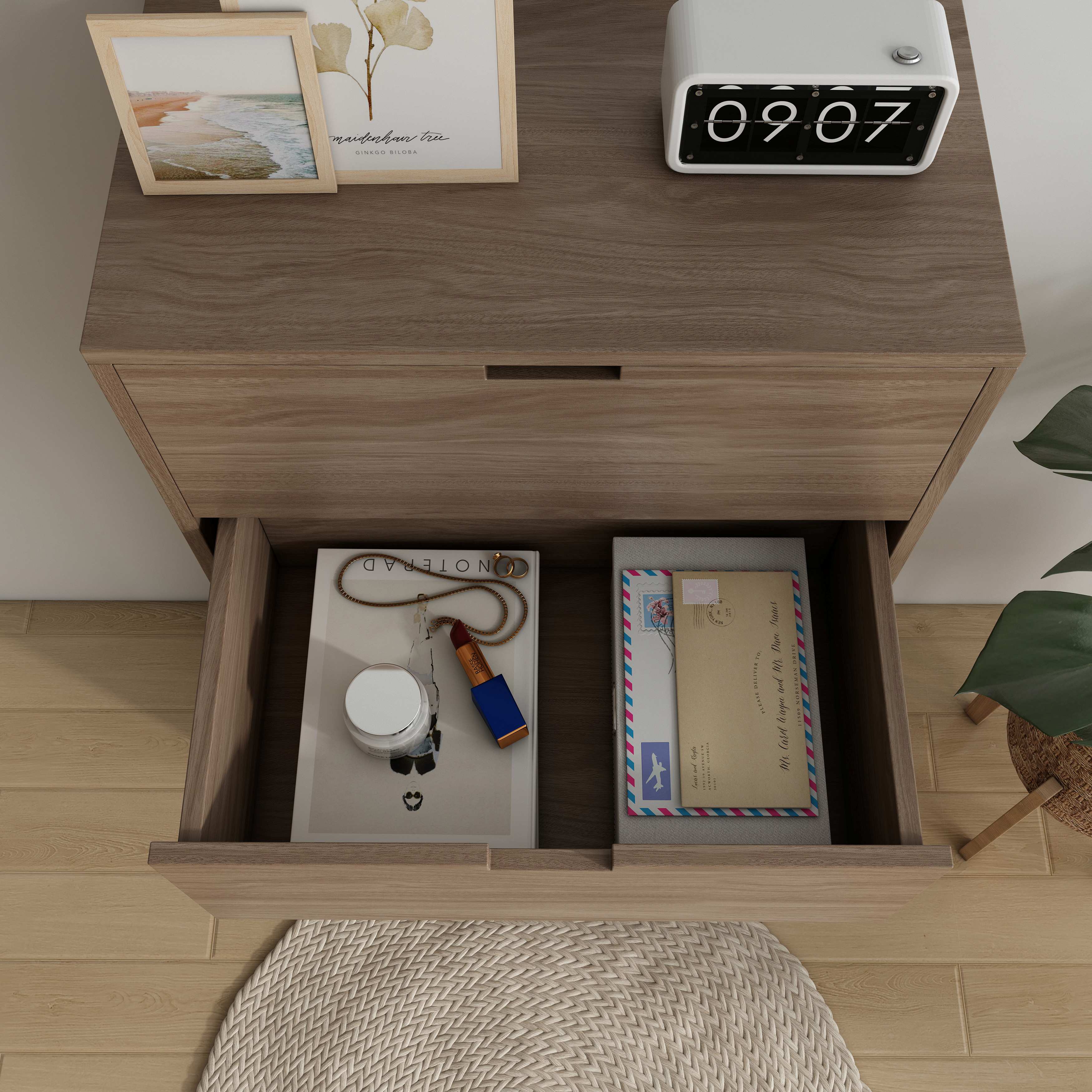 Tall Wooden Cat‑Friendly Storage Cabinet with Large Drawers & Built‑In Cat Nook