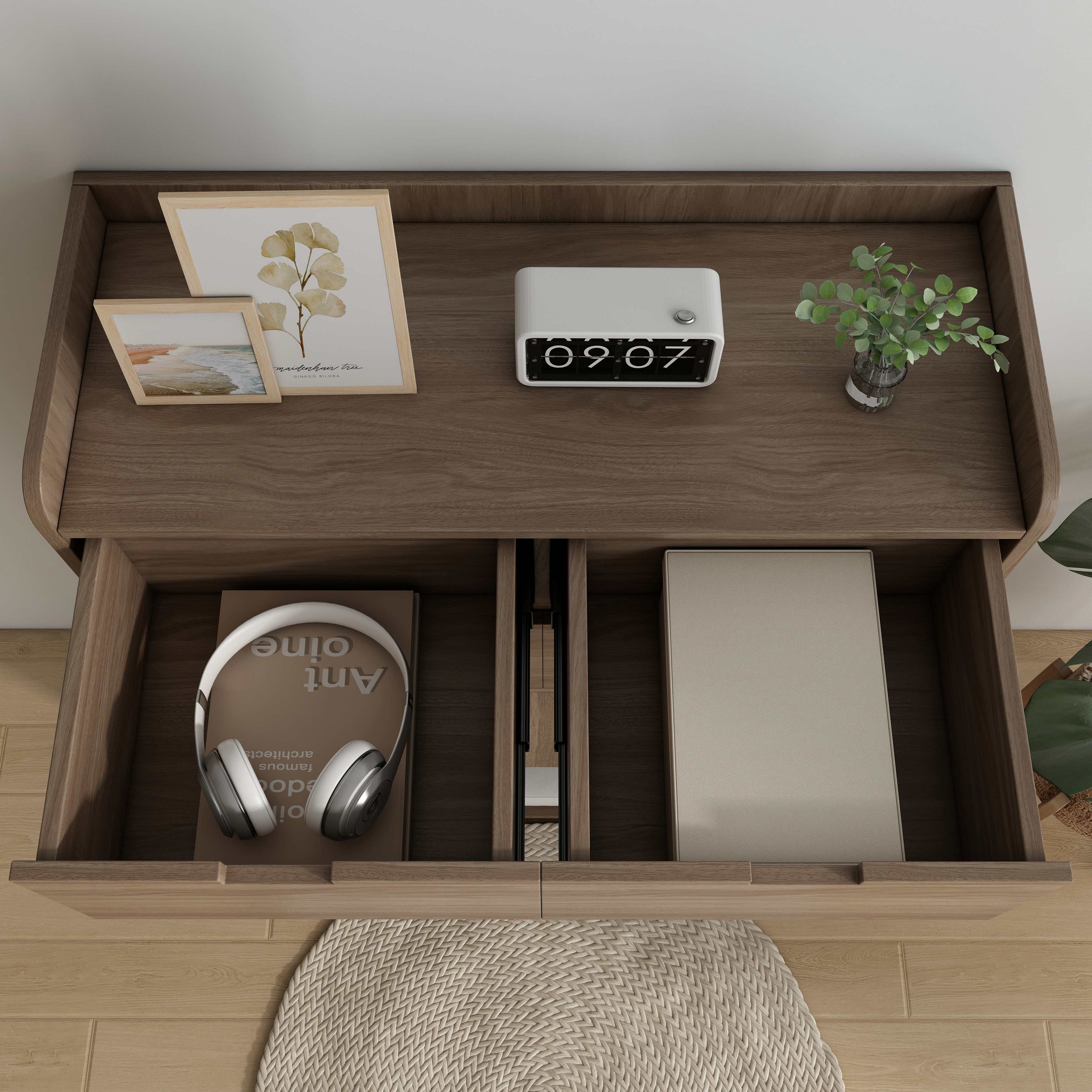 Wooden Cat‑Friendly Storage Chest with 4 Drawers & Built‑In Cat‑Ear Nook