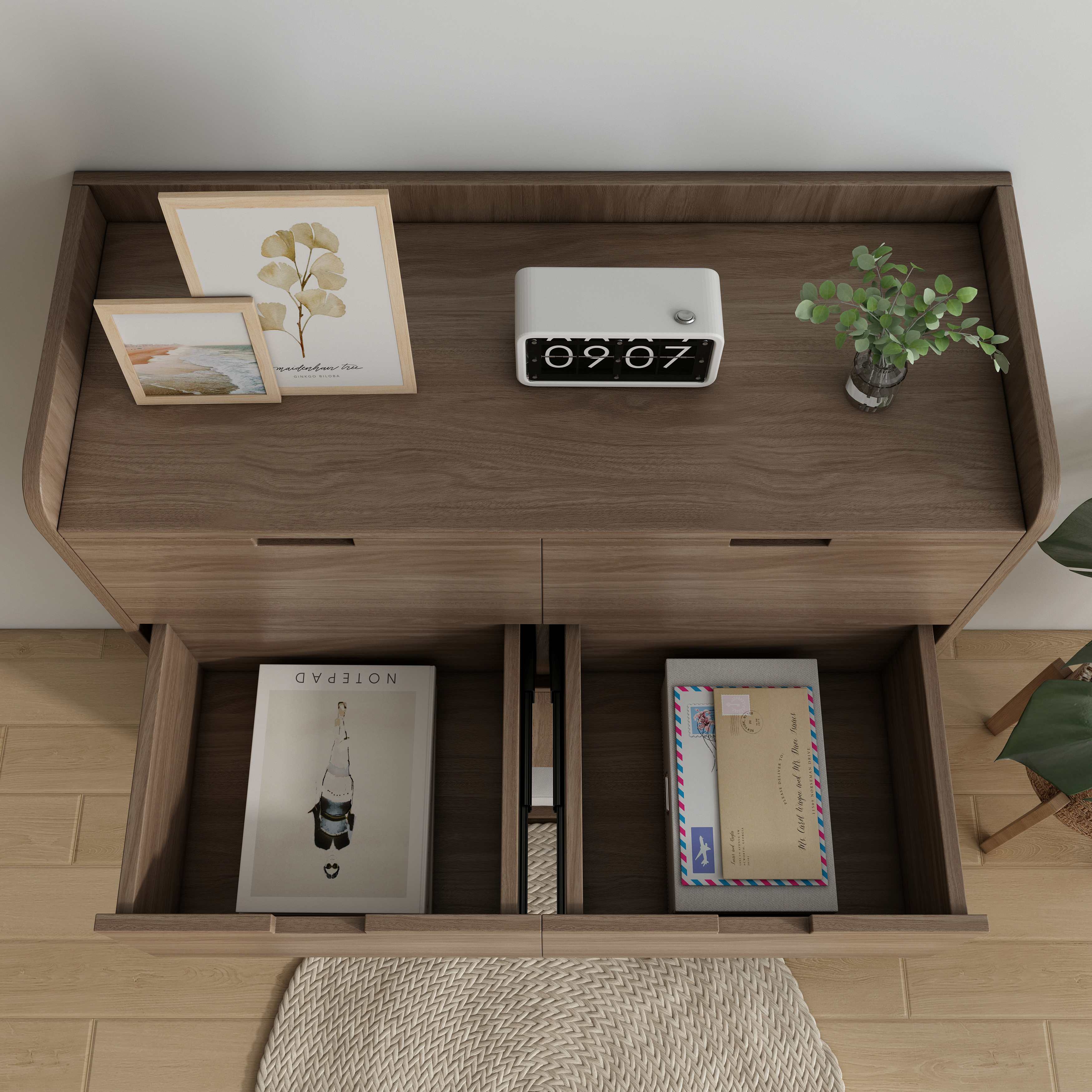 Wooden Cat‑Friendly Storage Chest with 4 Drawers & Built‑In Cat‑Ear Nook