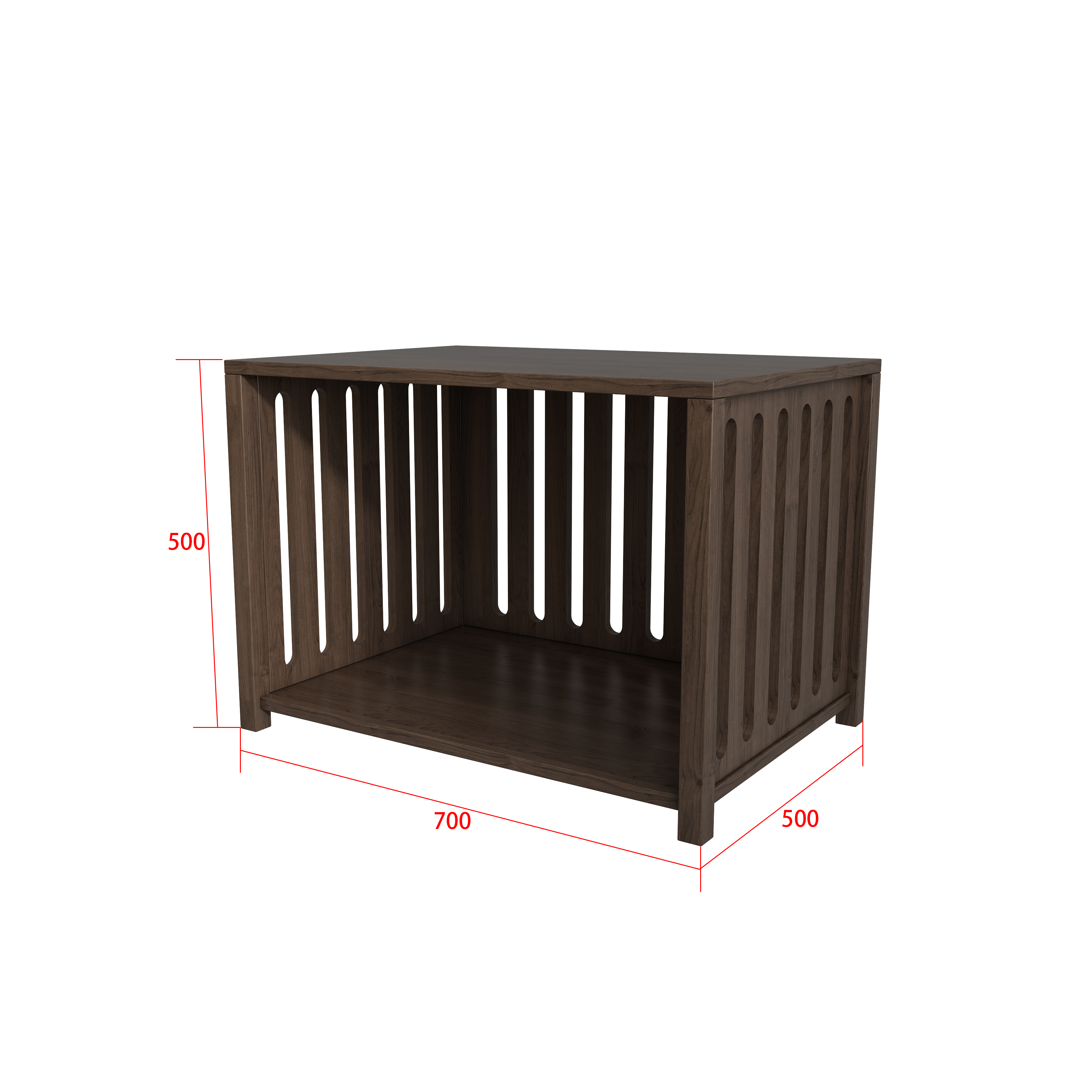 Wooden Dog Crate Side Table with Cushioned Bed, Slatted Panels & Hidden Pet Space