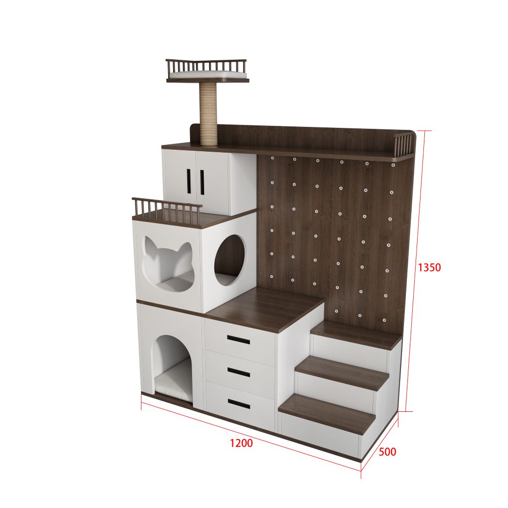 Multi-Level Cat Tree with Condos, Storage Drawers & Sisal Scratching Post