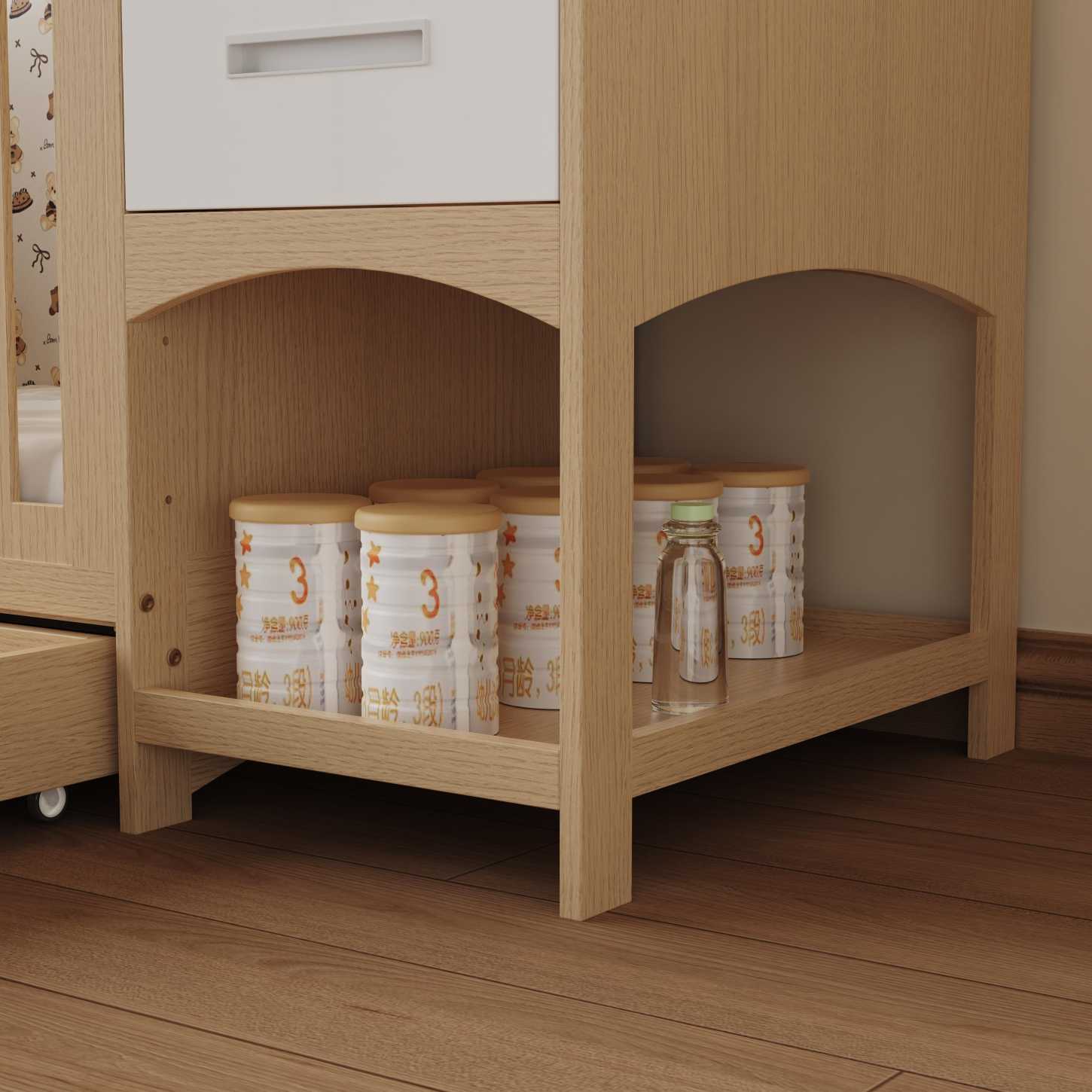 Multifunctional Wood Baby Crib with Changing Table & Storage Drawers Space Saver Nursery Bed