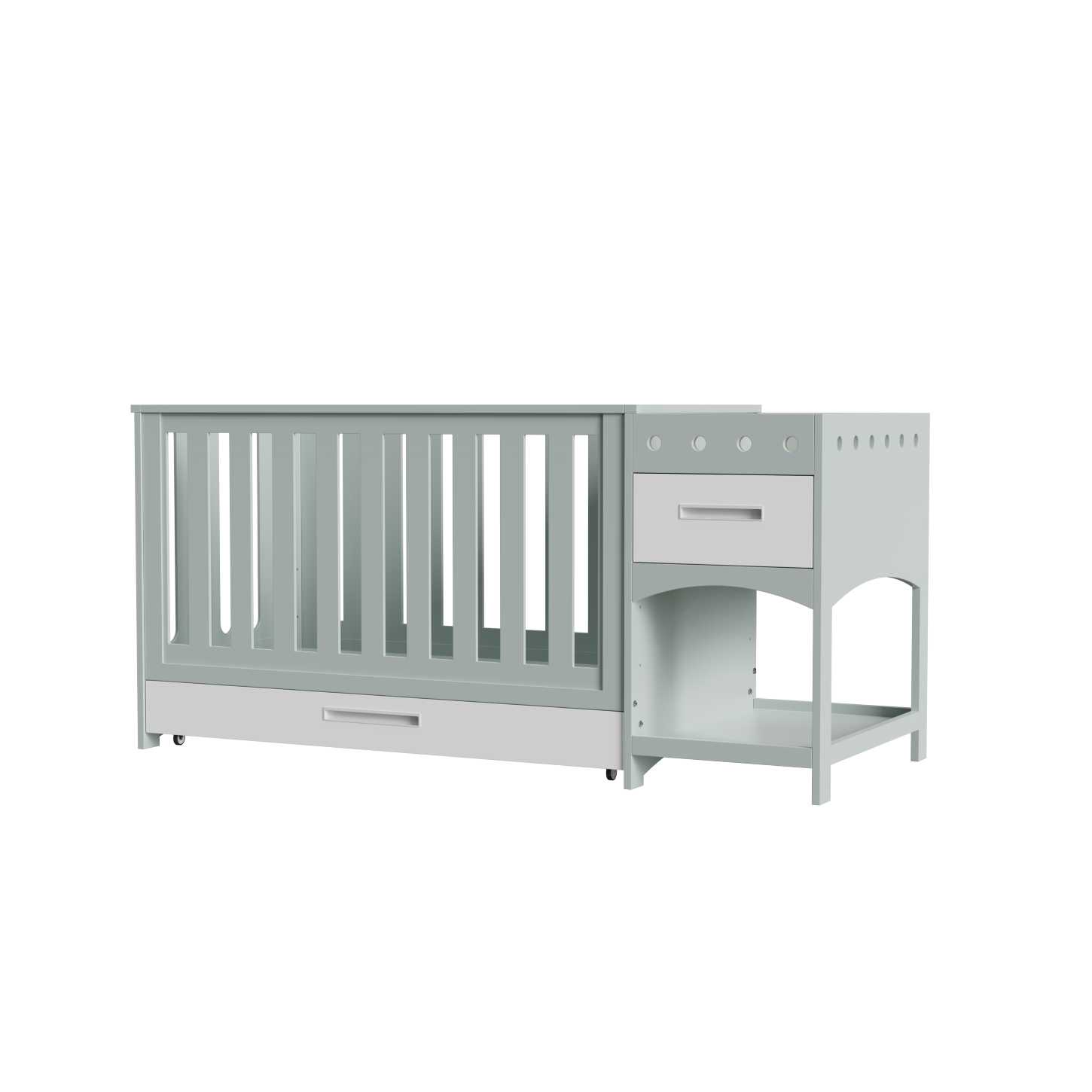 Multifunctional Wood Baby Crib with Changing Table & Storage Drawers Space Saver Nursery Bed