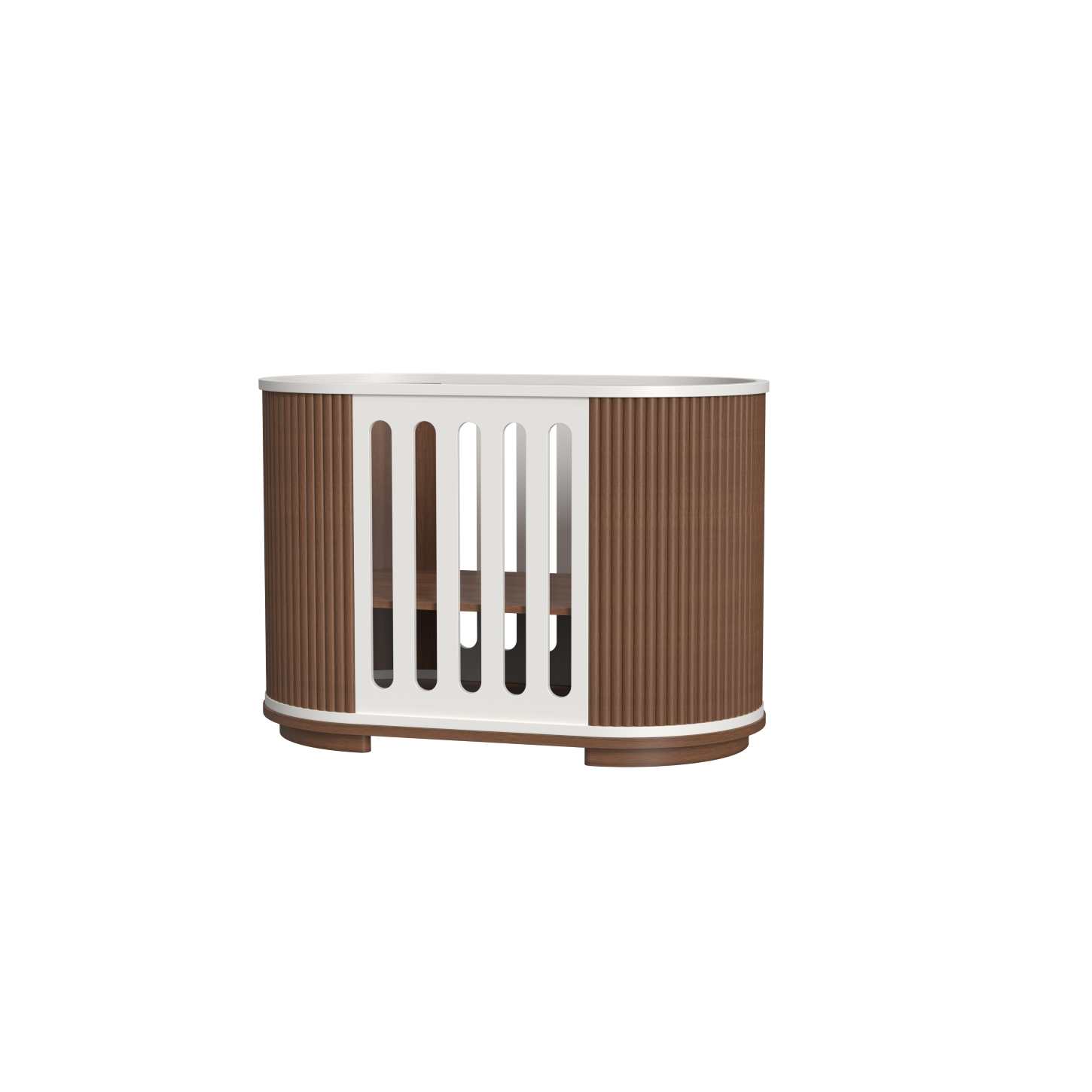 Round Pink Convertible Baby Crib Curved Striped Nursery Cot Space Saving Newborn Bed