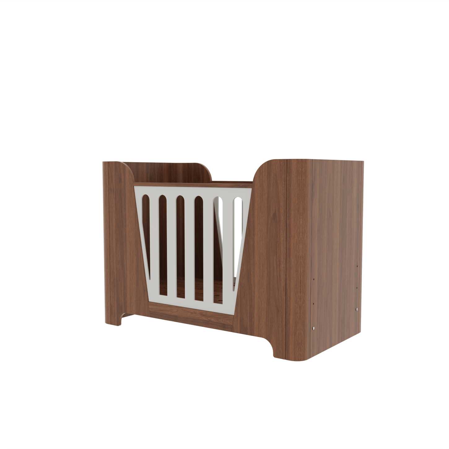 Minimalist Natural Wood Baby Crib Solid Curved Side Panel Compact Neutral Nursery Cot Bed