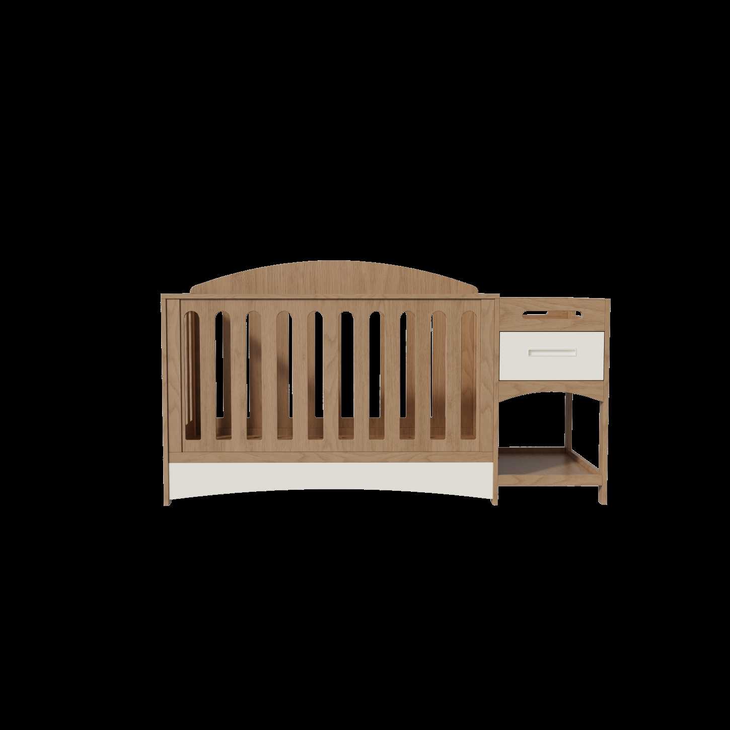 All-in-One Wood Baby Crib Attached Storage Drawer Unit Nursery Cot Combo