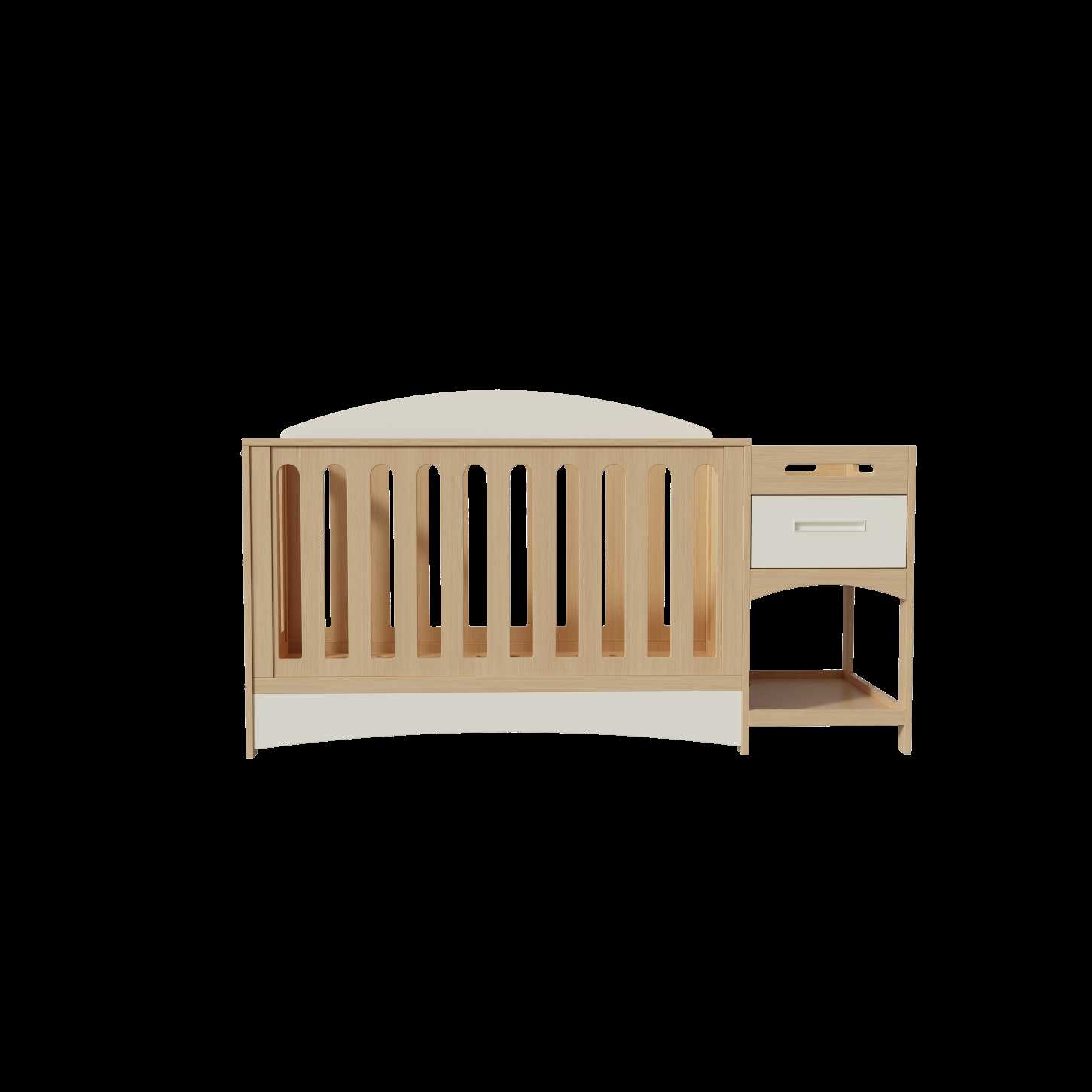 All-in-One Wood Baby Crib Attached Storage Drawer Unit Nursery Cot Combo