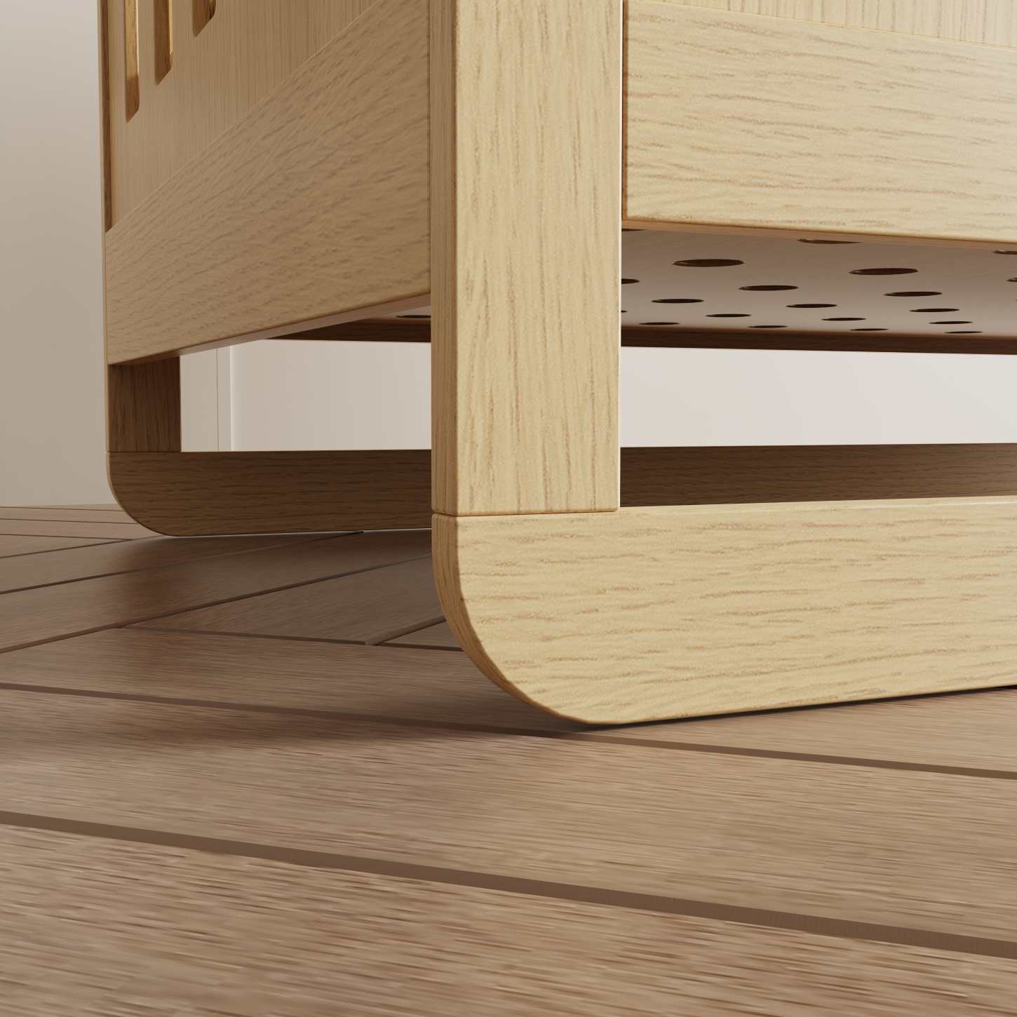 Dynamite Minimalist Natural Wood Baby Crib Curved Slat Safe Infant Cot
