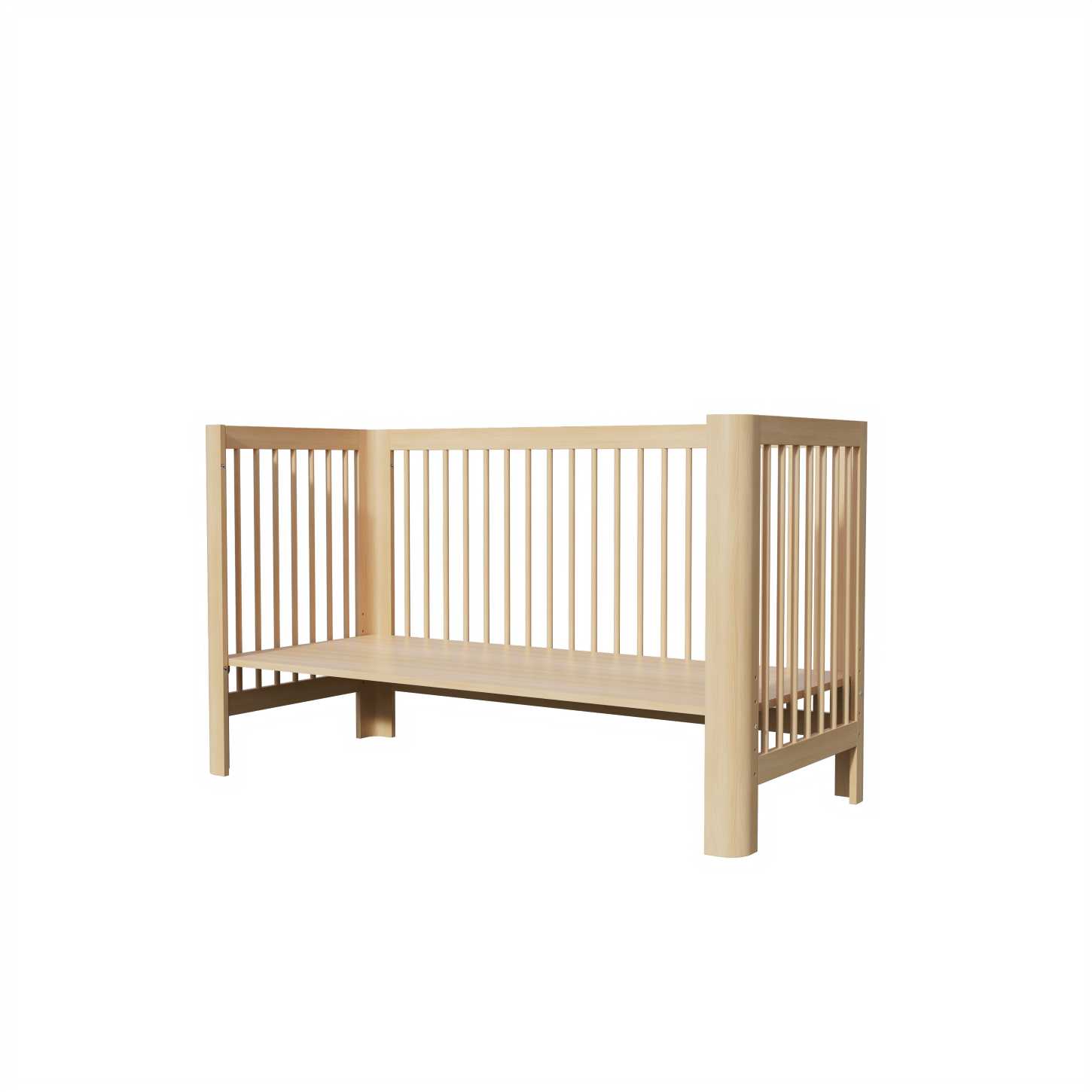 Dynamite Natural Wood Toddler Side Bed Attached Adult Bed Safety Spindle Cot