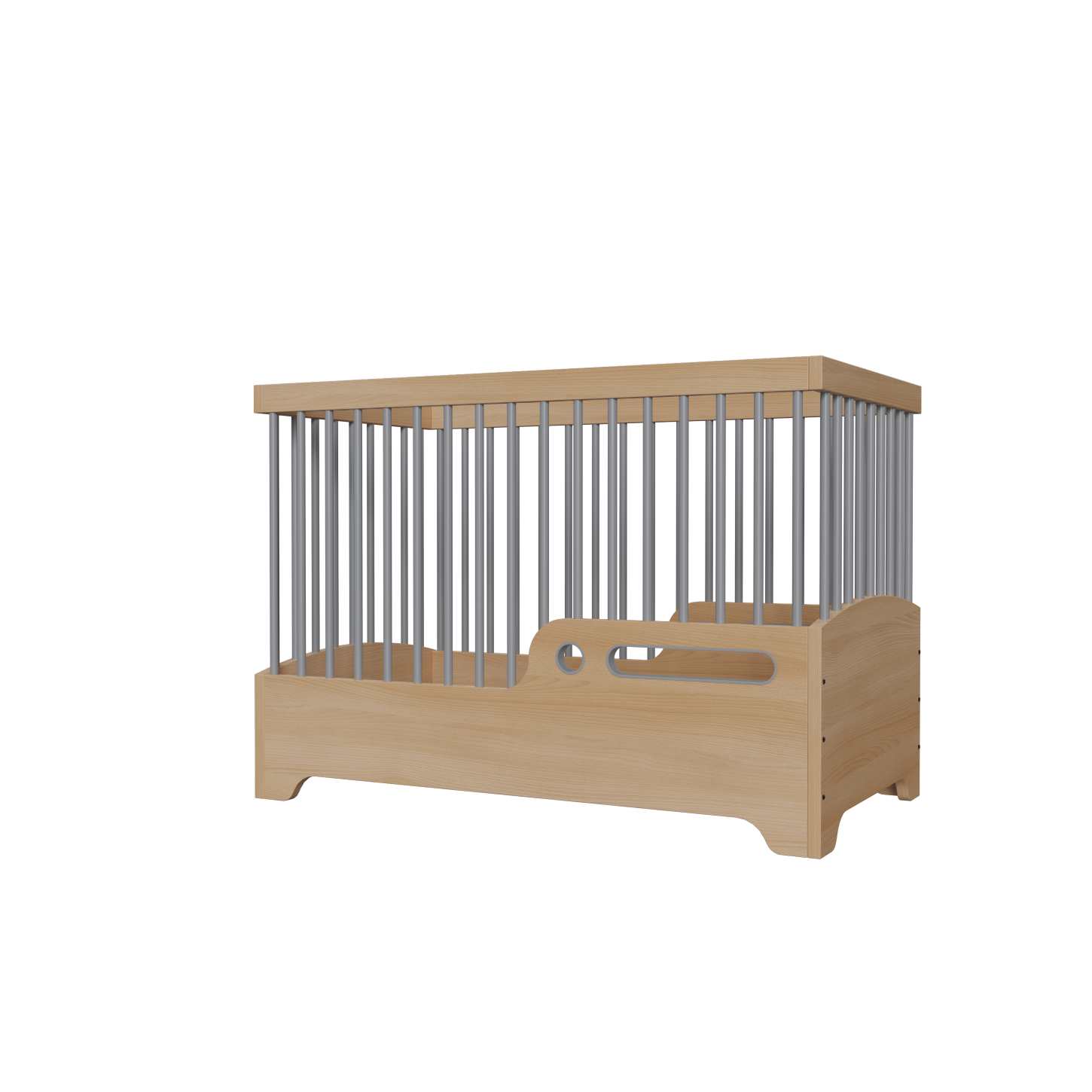 Dynamite Natural Wood Convertible Baby Crib Full Round Spindle Safety Infant Cot