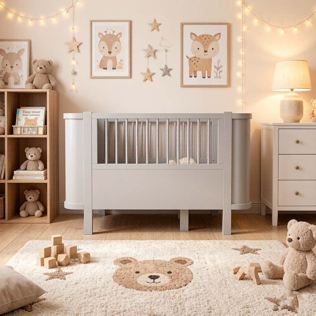 Dynamite Light Gray Solid Wood Convertible Baby Crib With Rounded Side Panel Safe Spindle Infant Cot