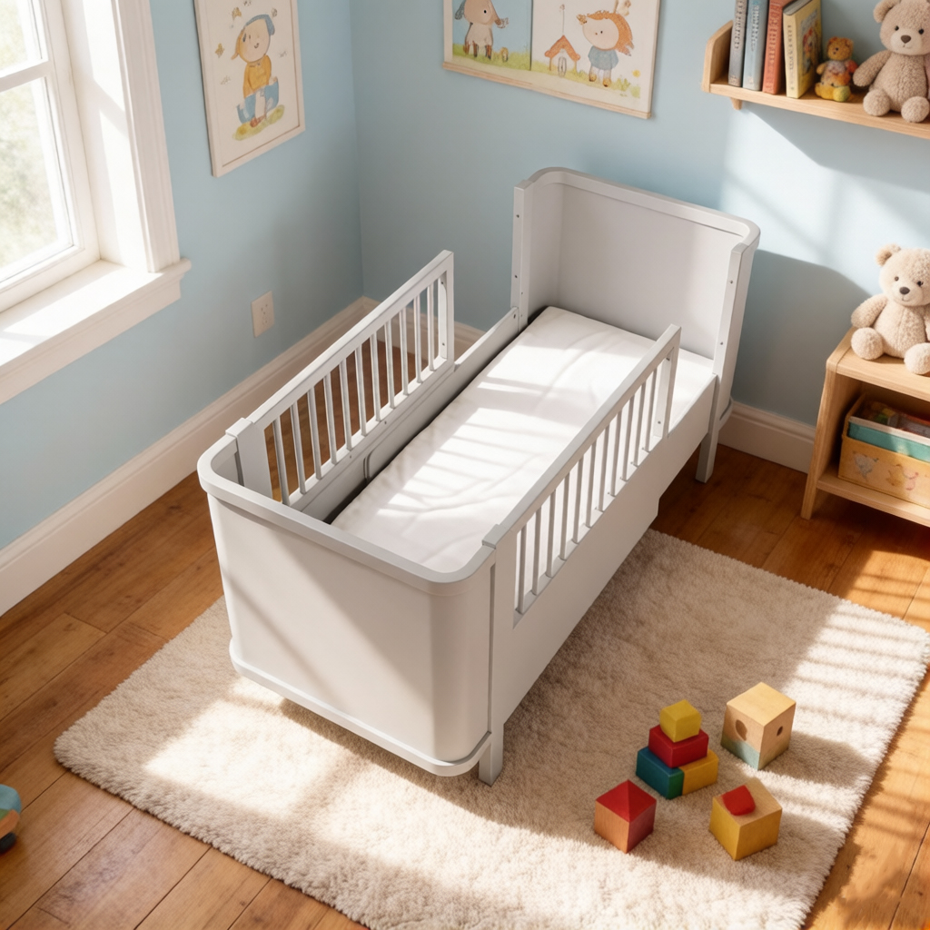 Dynamite Light Gray Solid Wood Convertible Baby Crib With Rounded Side Panel Safe Spindle Infant Cot