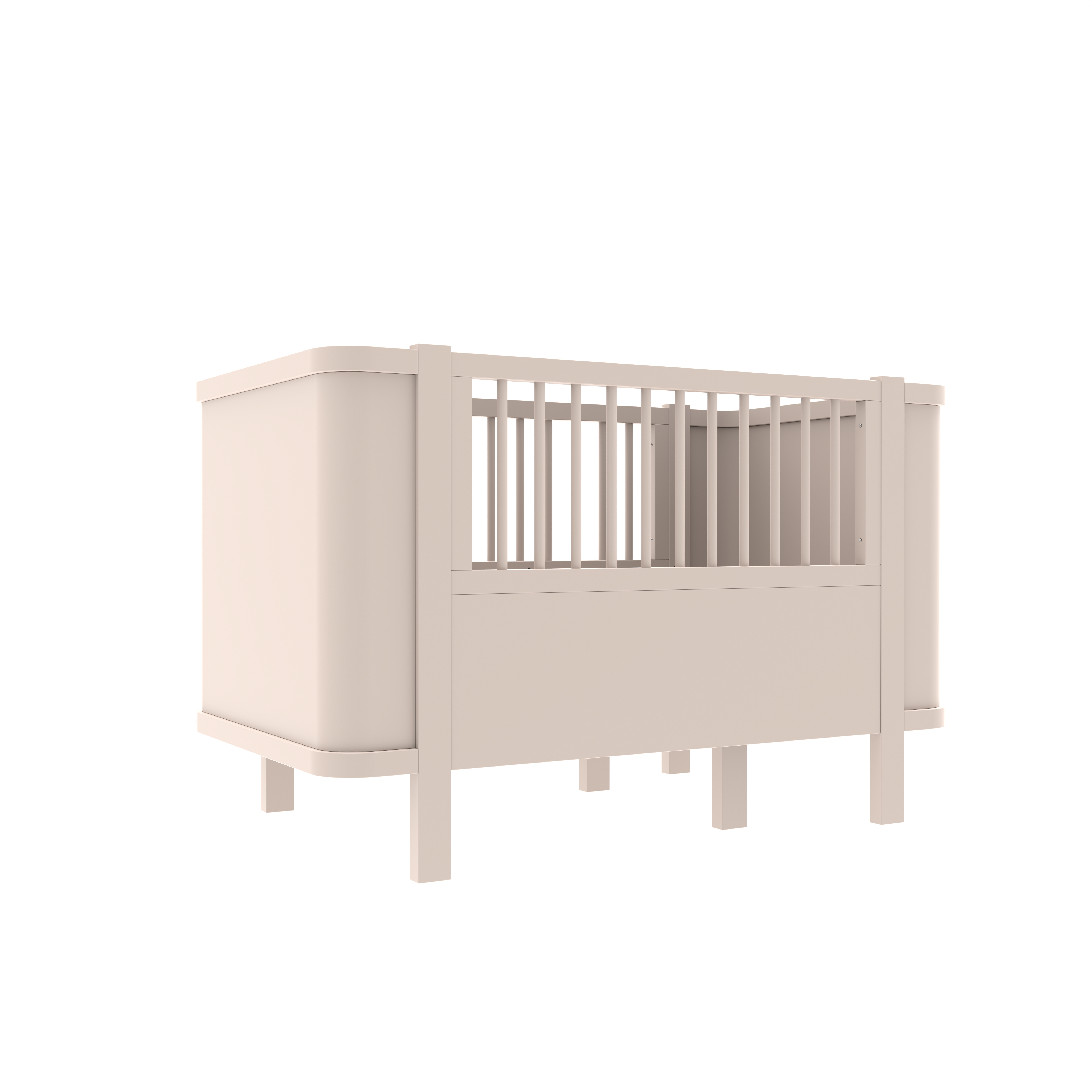 Dynamite Light Gray Solid Wood Convertible Baby Crib With Rounded Side Panel Safe Spindle Infant Cot