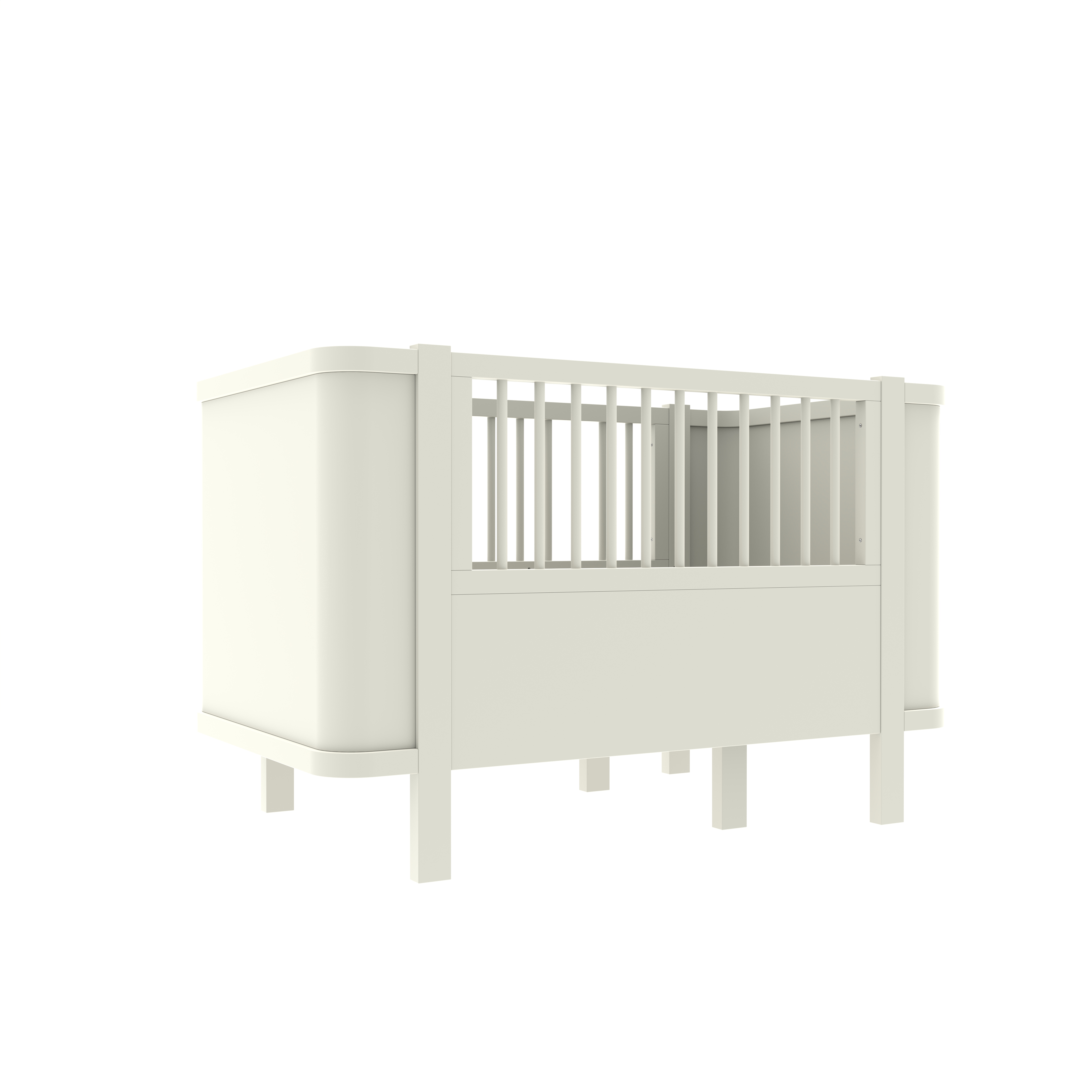 Dynamite Light Gray Solid Wood Convertible Baby Crib With Rounded Side Panel Safe Spindle Infant Cot
