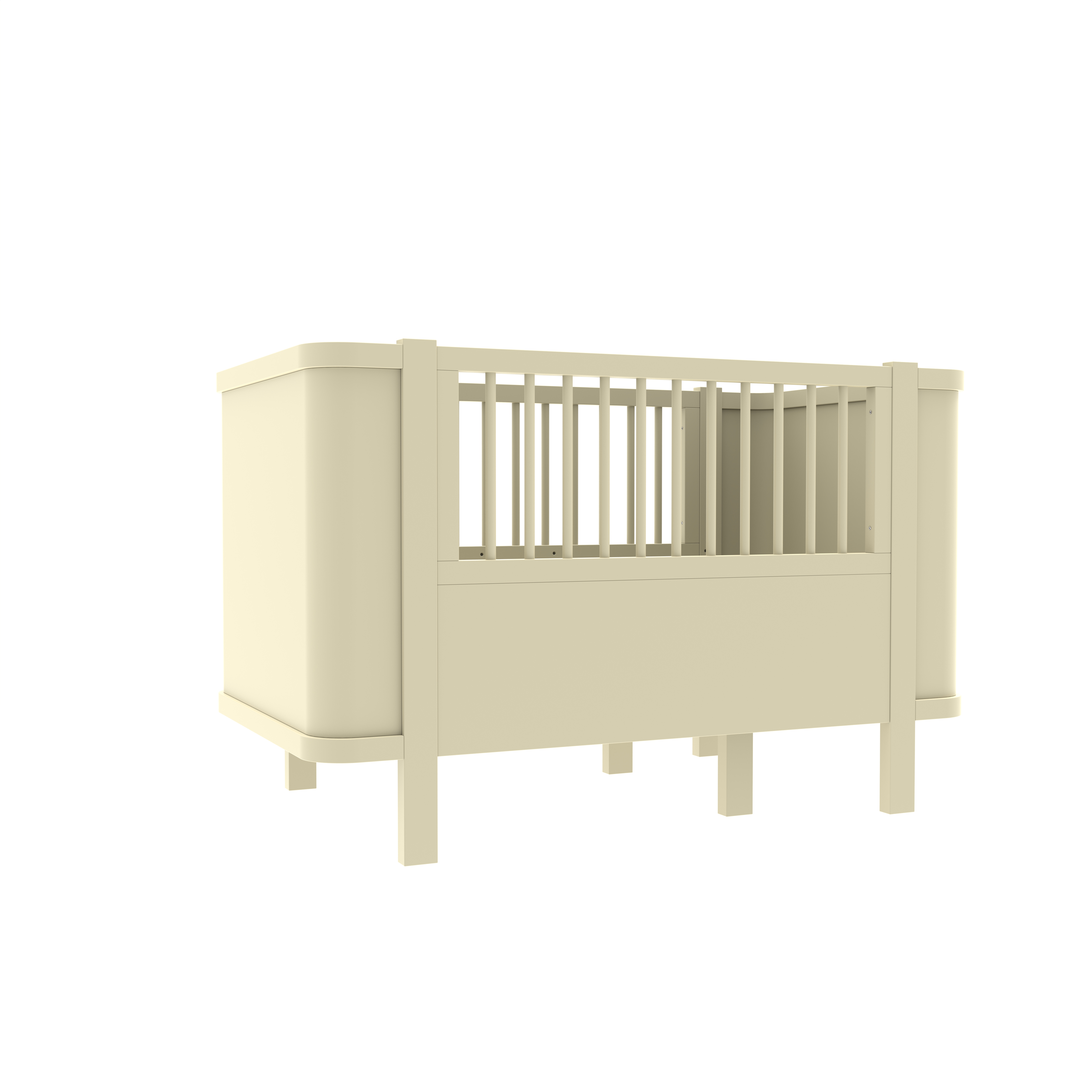 Dynamite Light Gray Solid Wood Convertible Baby Crib With Rounded Side Panel Safe Spindle Infant Cot