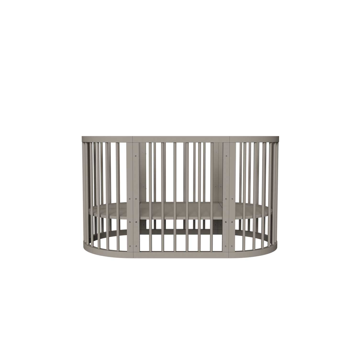 Dynamite Cream Oval Solid Wood Convertible Baby Crib Full Surround Safety Spindle Infant Cot