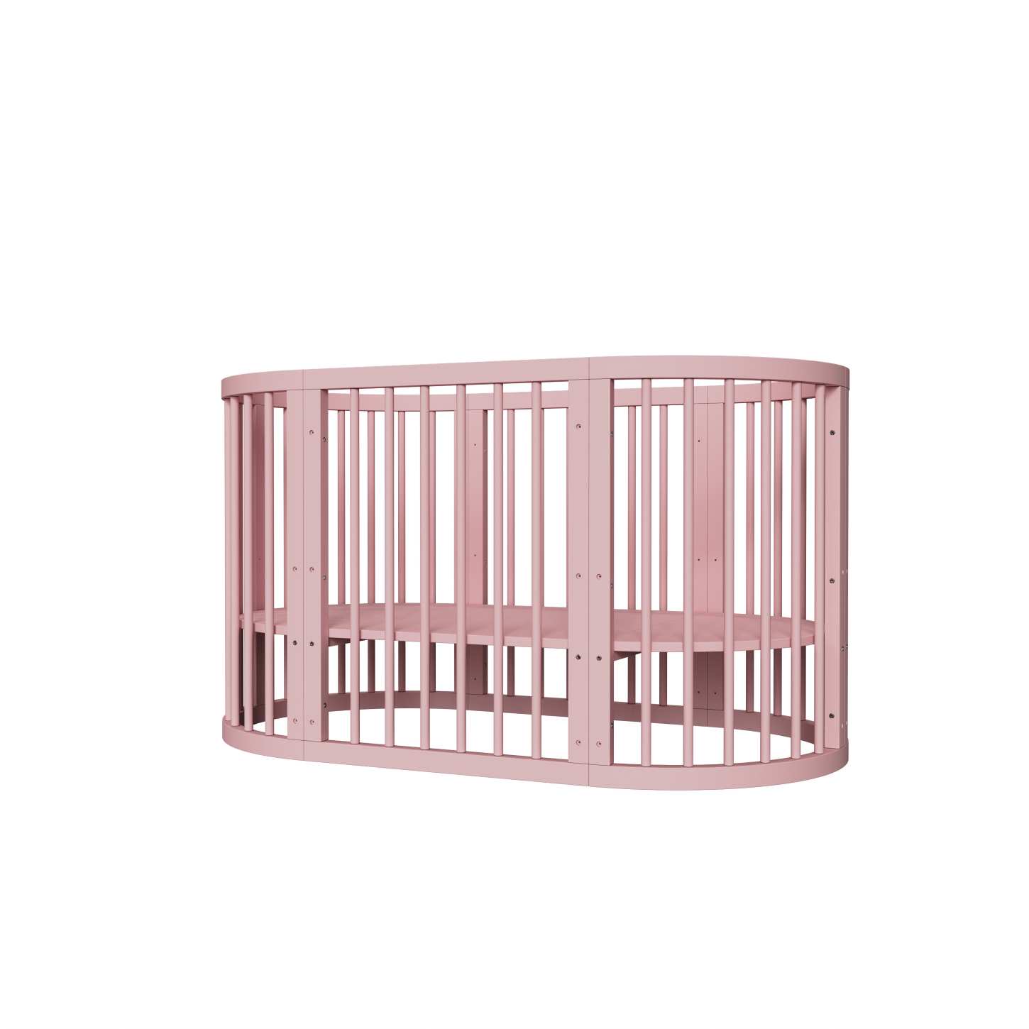 Dynamite Cream Oval Solid Wood Convertible Baby Crib Full Surround Safety Spindle Infant Cot