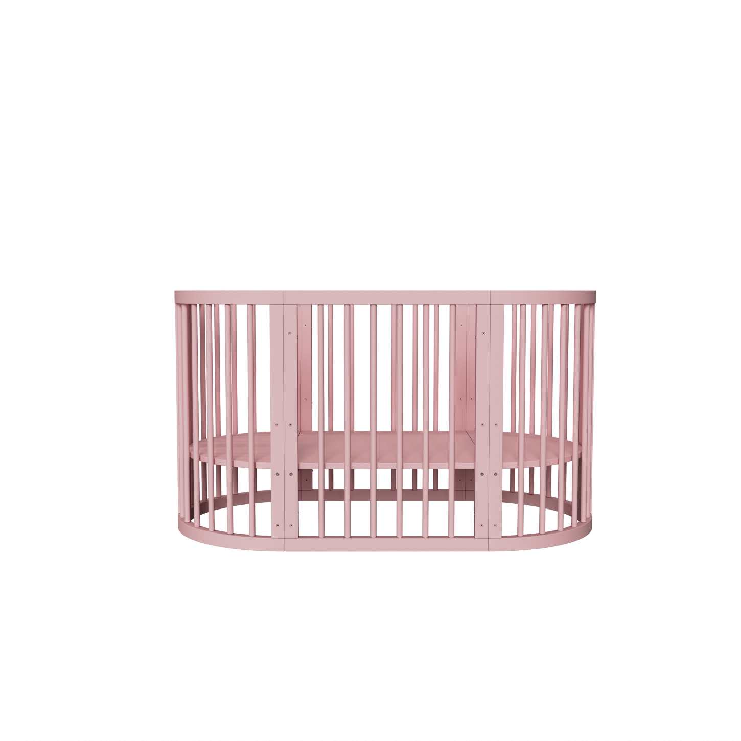 Dynamite Cream Oval Solid Wood Convertible Baby Crib Full Surround Safety Spindle Infant Cot