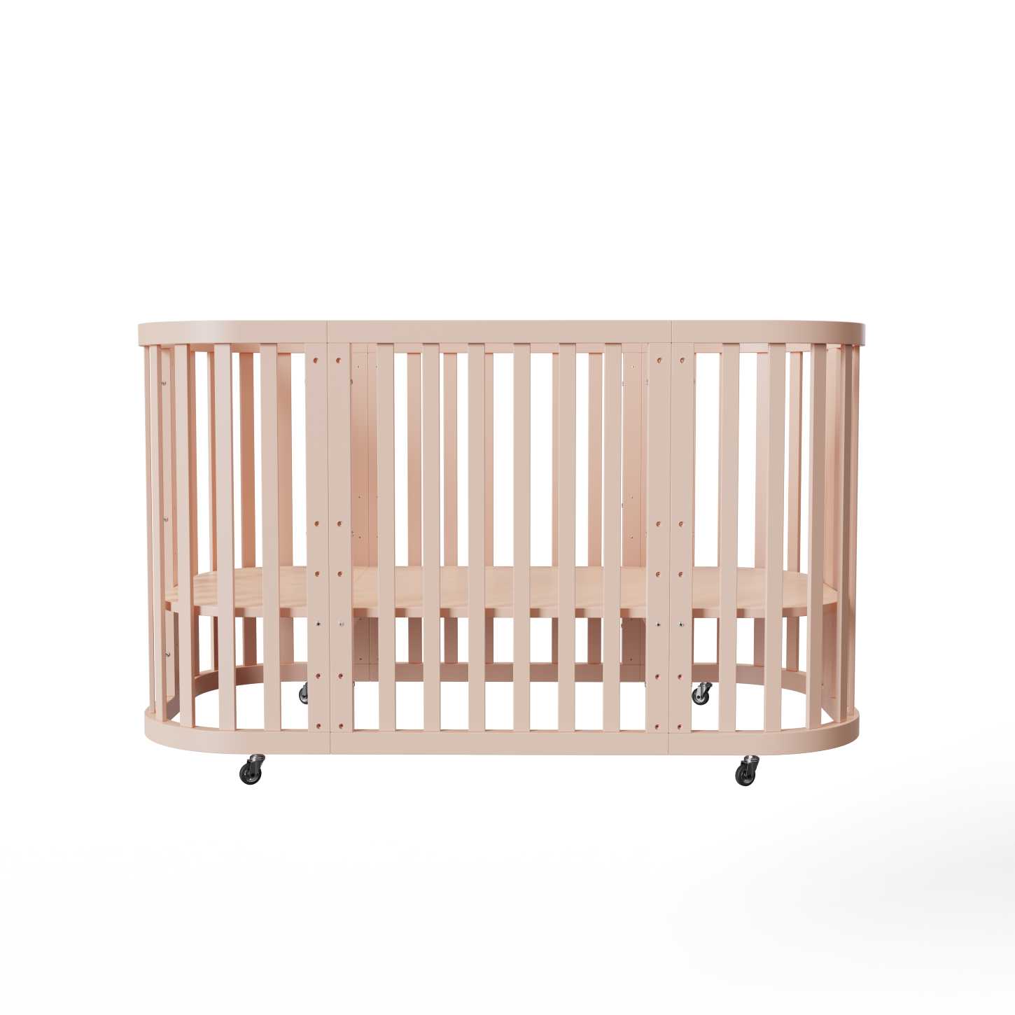 Dynamite Cream Rounded Rectangle Solid Wood Convertible Baby Crib Full Safety Spindle Cot