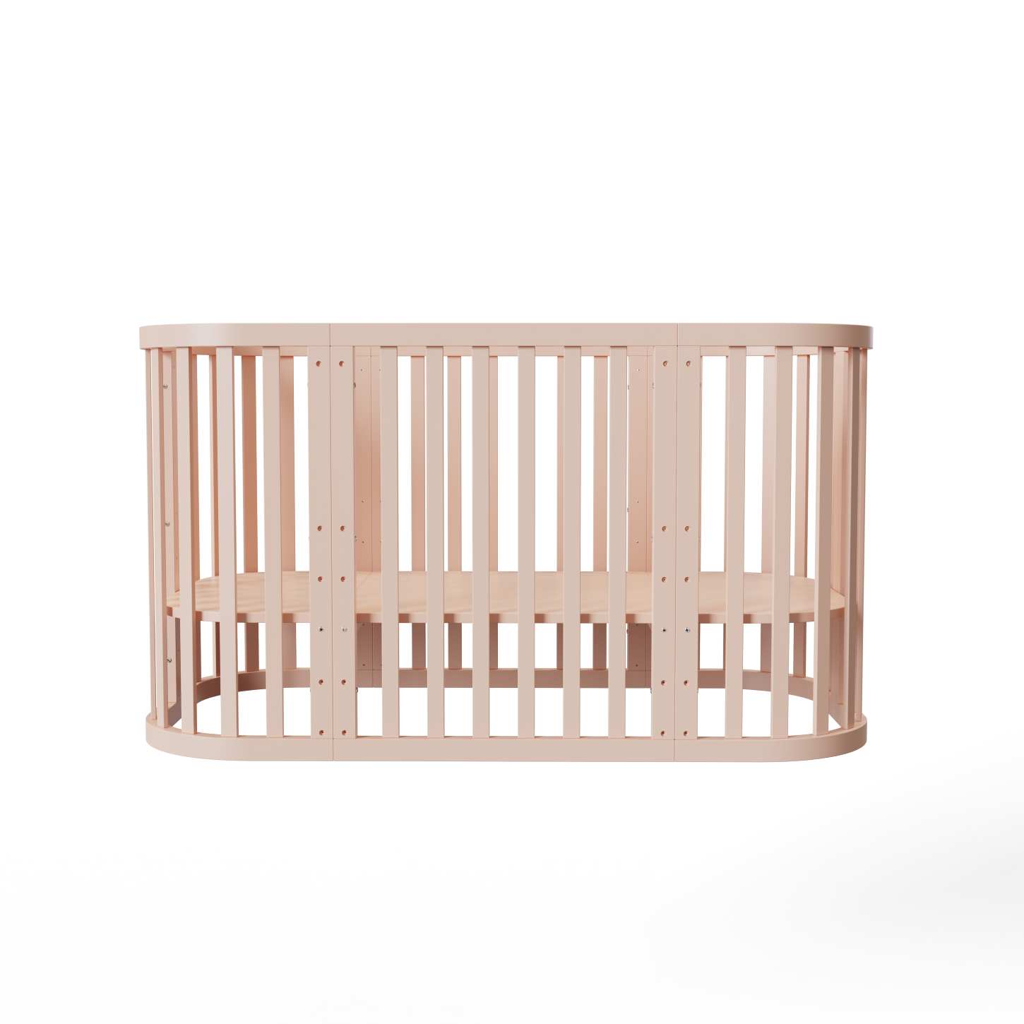 Dynamite Cream Rounded Rectangle Solid Wood Convertible Baby Crib Full Safety Spindle Cot