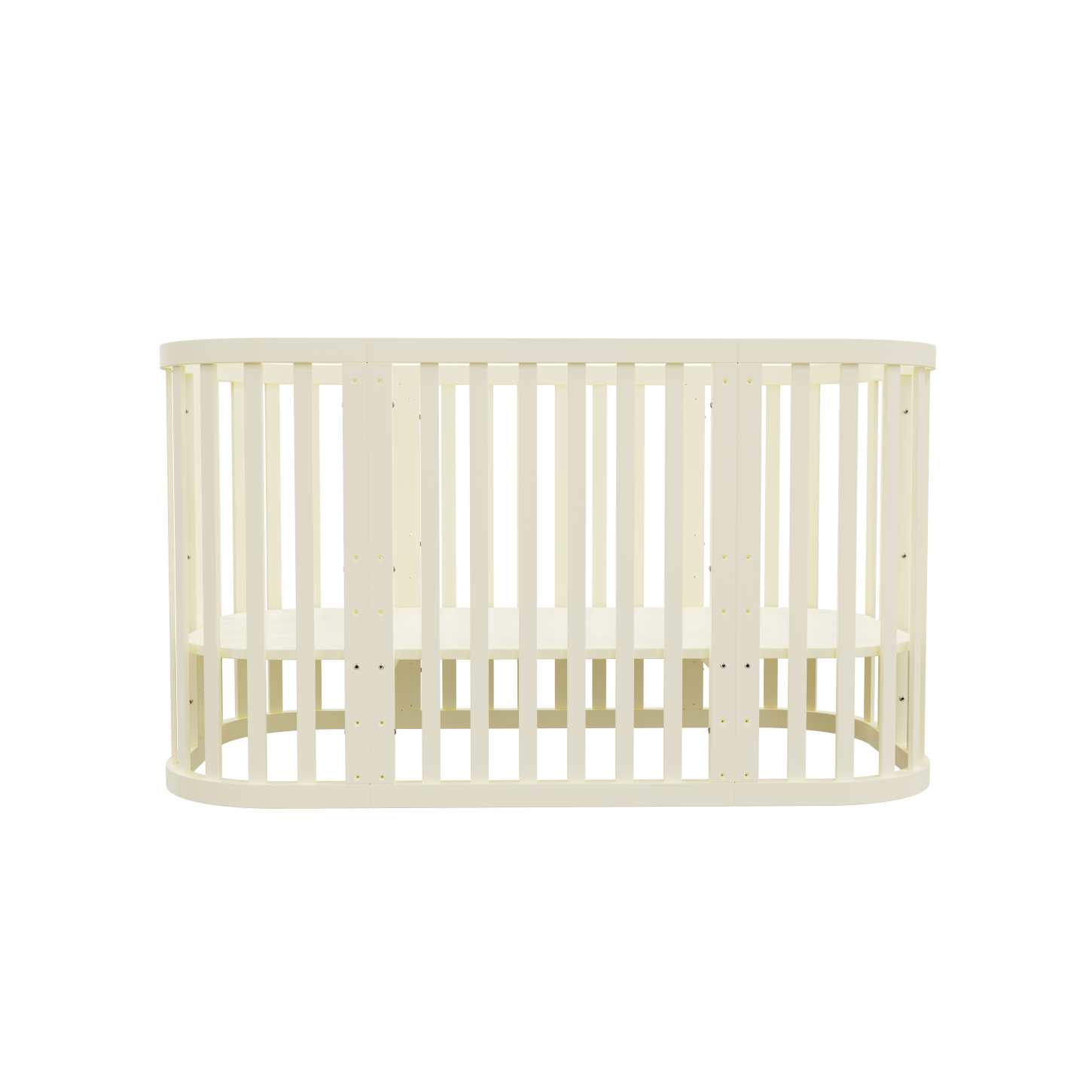 Dynamite Cream Rounded Rectangle Solid Wood Convertible Baby Crib Full Safety Spindle Cot