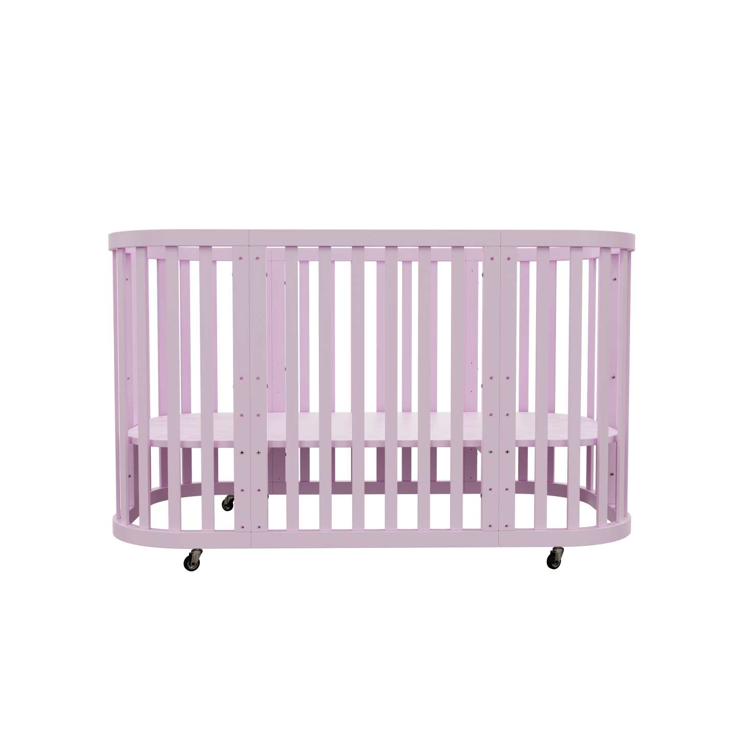 Dynamite Cream Rounded Rectangle Solid Wood Convertible Baby Crib Full Safety Spindle Cot