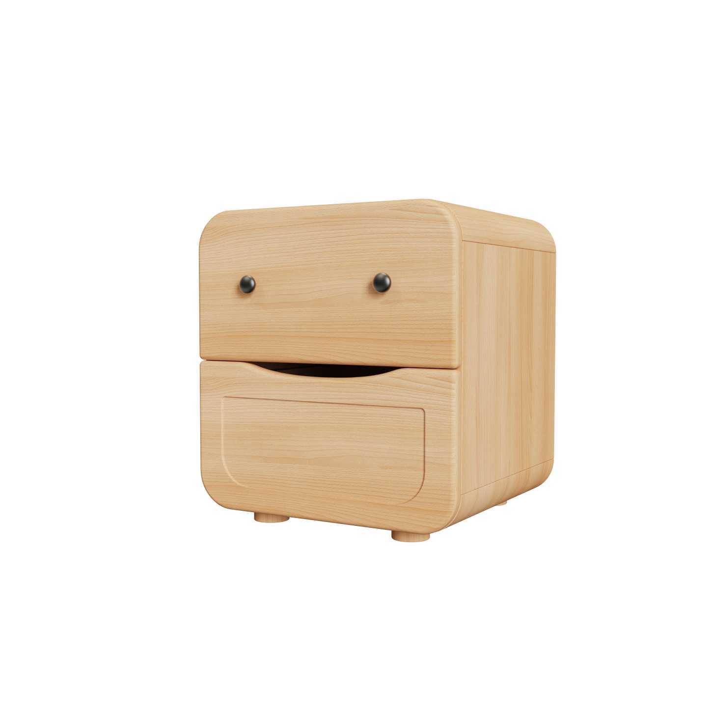 Dynamite Natural Solid Wood Nightsta nd Two Drawer Rounded Edge Bedside Storage Cabinet